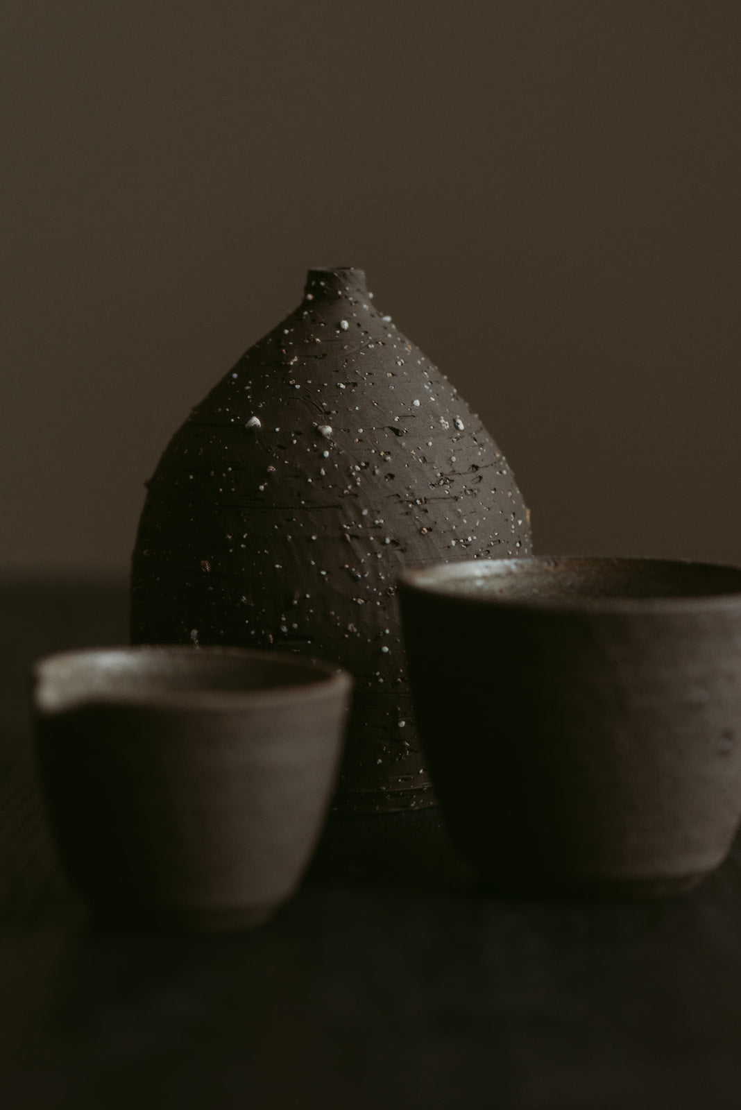 Metamorphosis Group Set of 3 | Dusk | Vase, Cup, Pourer in Wild Clay & Sand | by Emporium Julium - Lifestory