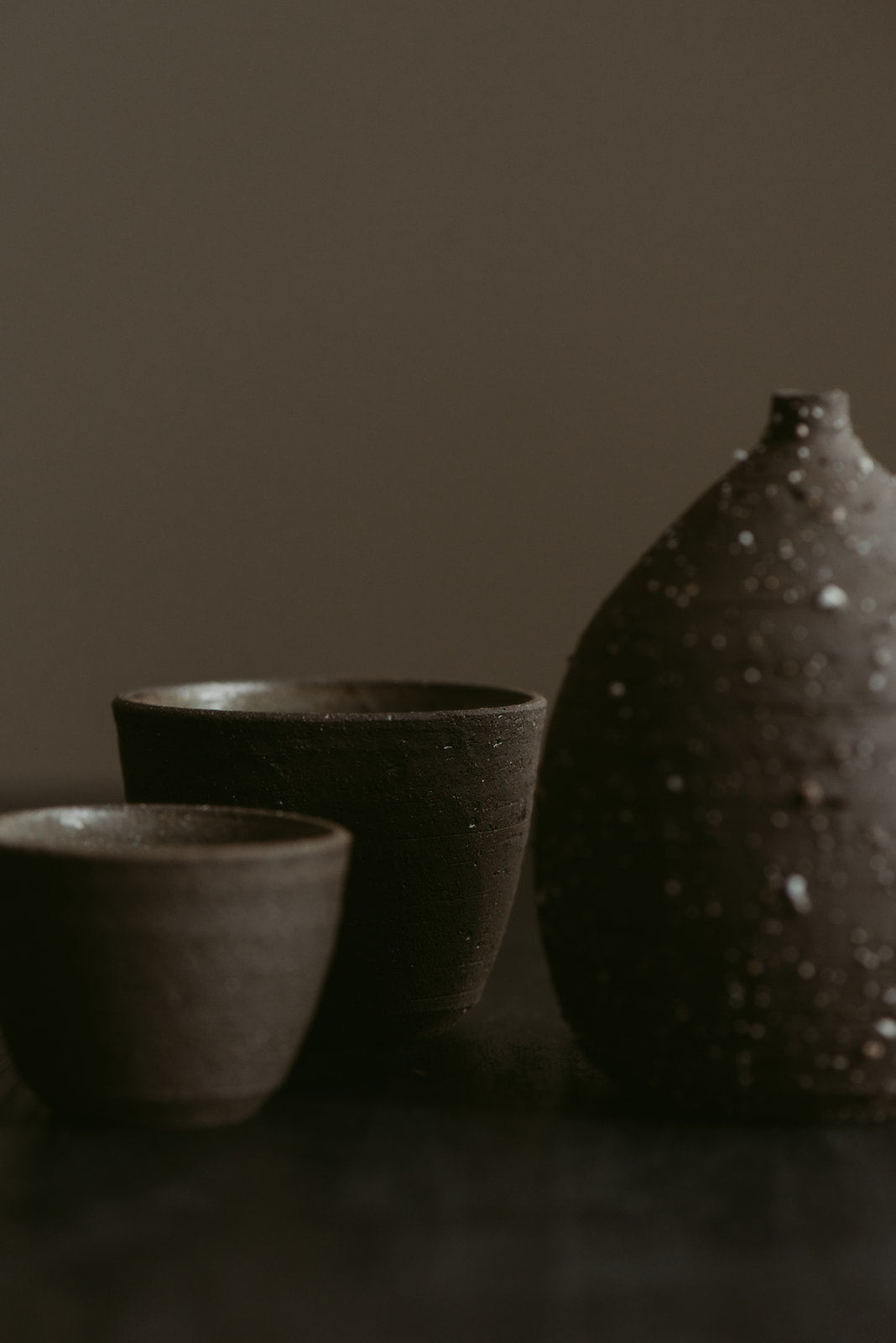 Metamorphosis Group Set of 3 | Dusk | Vase, Cup, Pourer in Wild Clay & Sand | by Emporium Julium - Lifestory