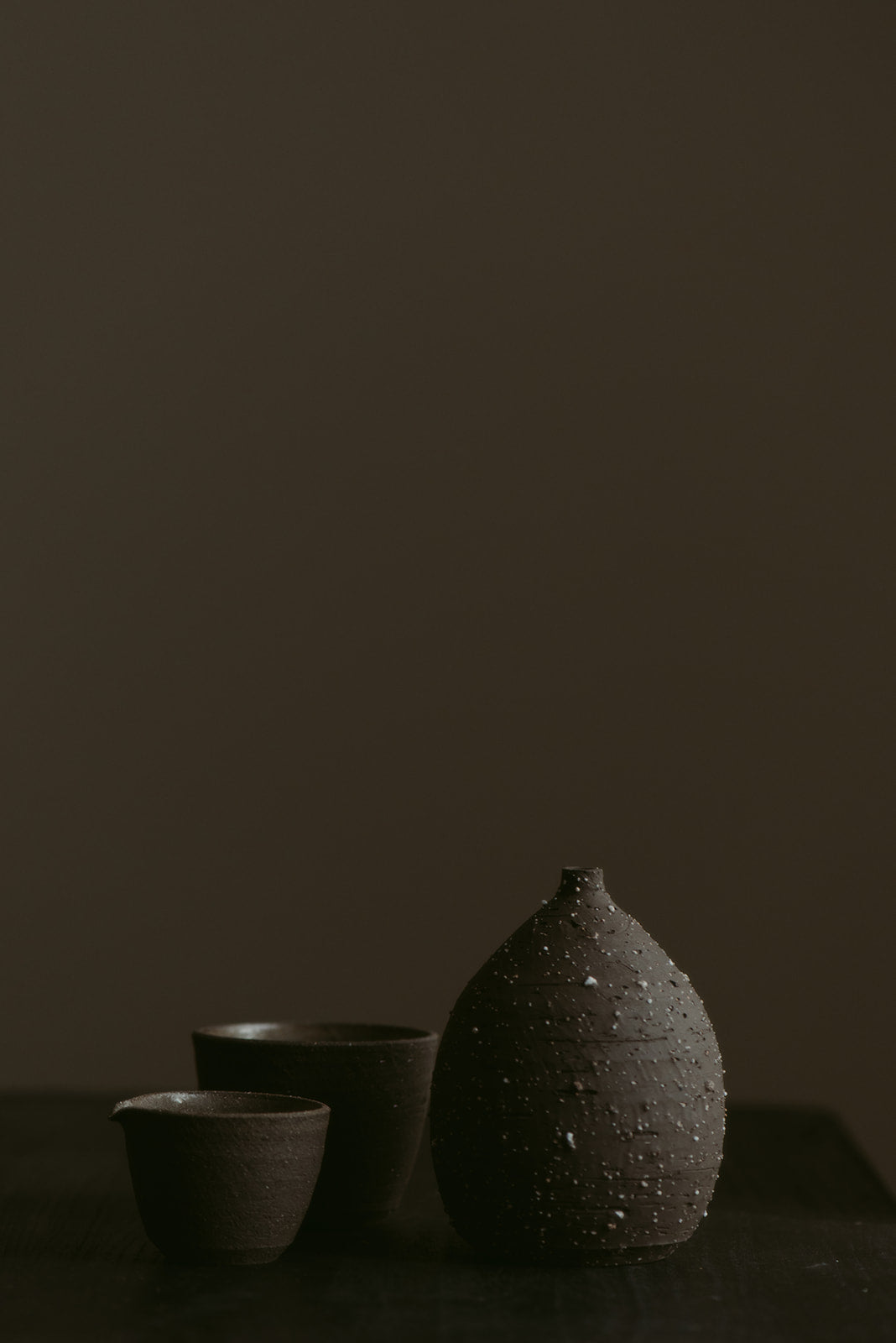 Metamorphosis Group Set of 3 | Dusk | Vase, Cup, Pourer in Wild Clay & Sand | by Emporium Julium - Lifestory