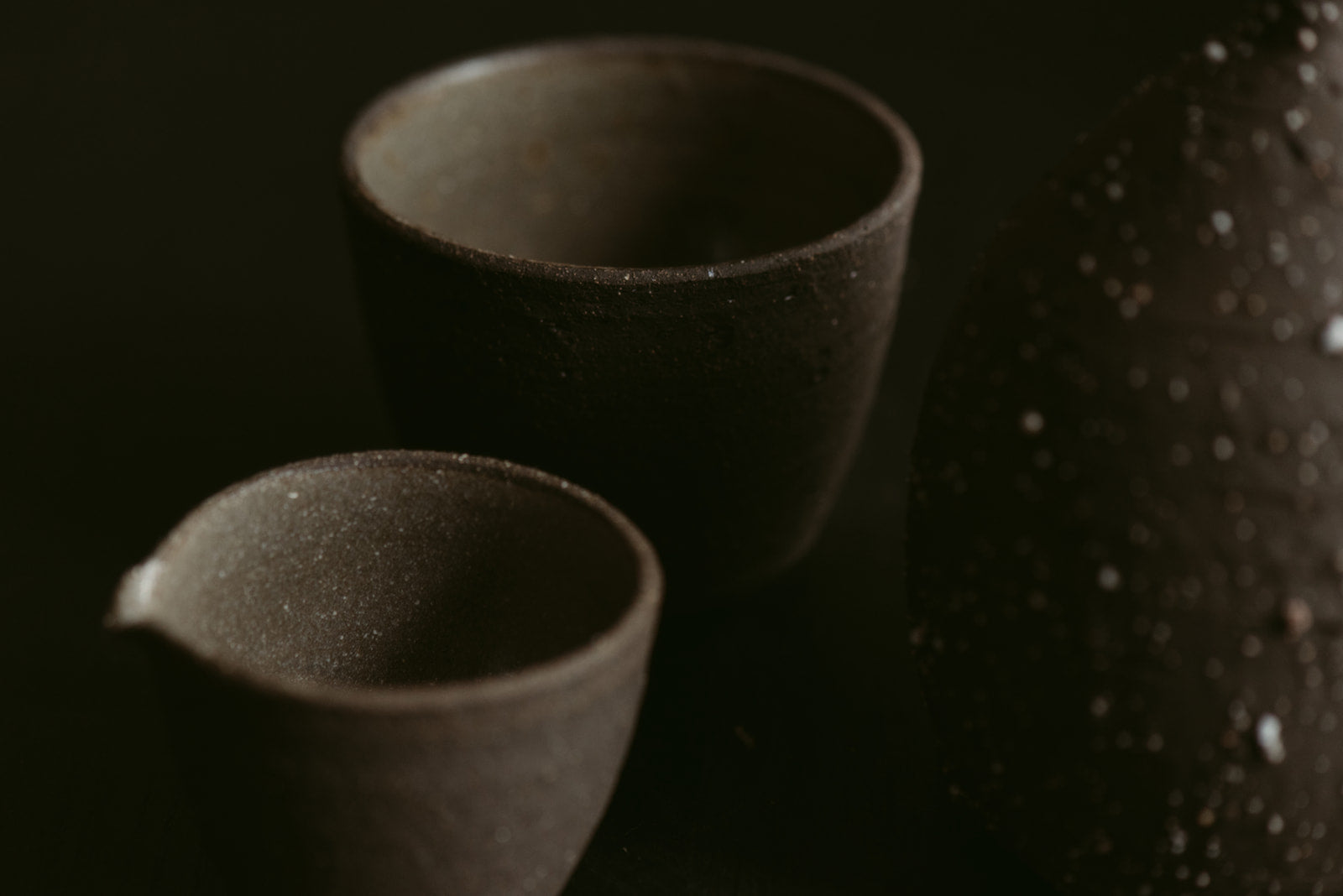 Metamorphosis Group Set of 3 | Dusk | Vase, Cup, Pourer in Wild Clay & Sand | by Emporium Julium - Lifestory