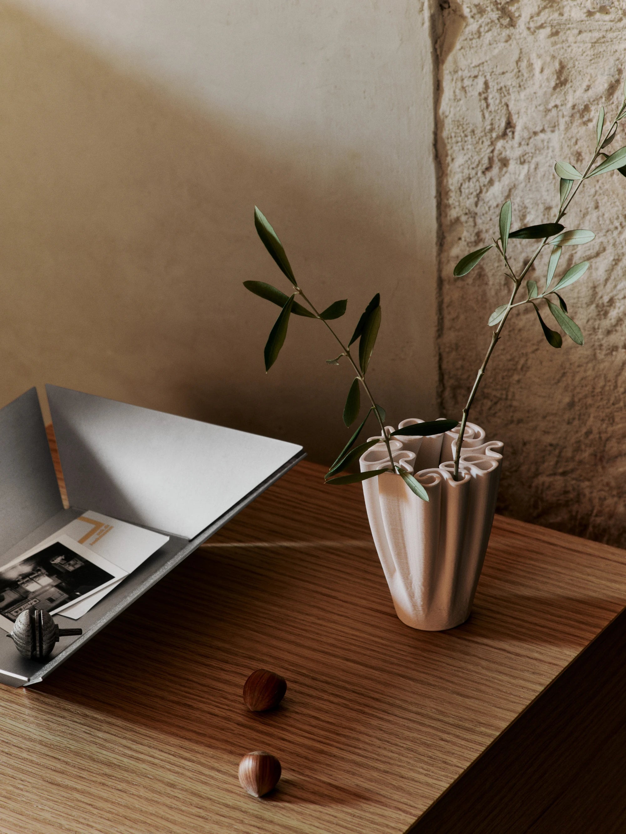 Ferm Living Medium Dedali Vase in Off-White 3D Printed Stoneware - Lifestory