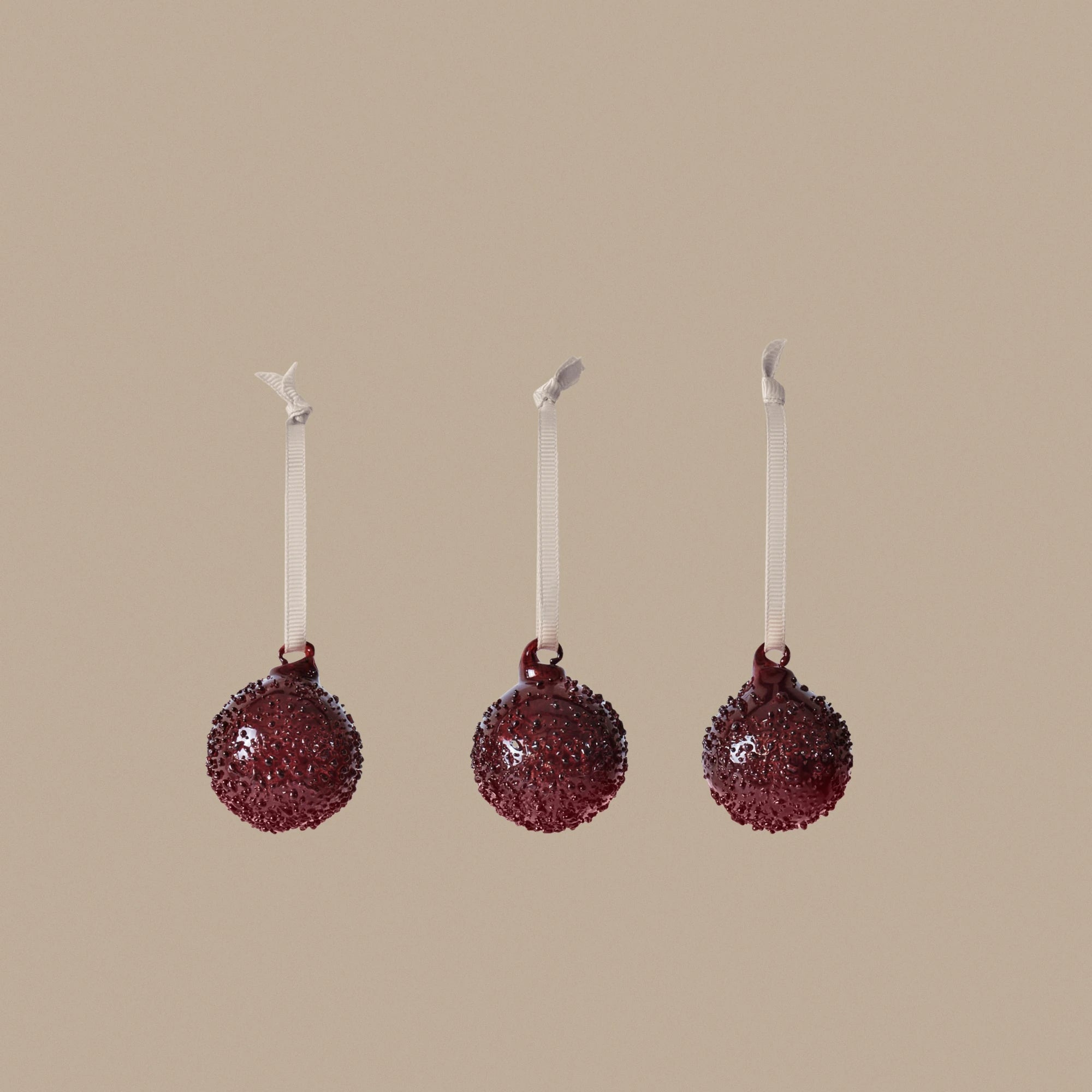 Ferm Living Flurry Baubles S - Set of 3 in Picante Red Glass