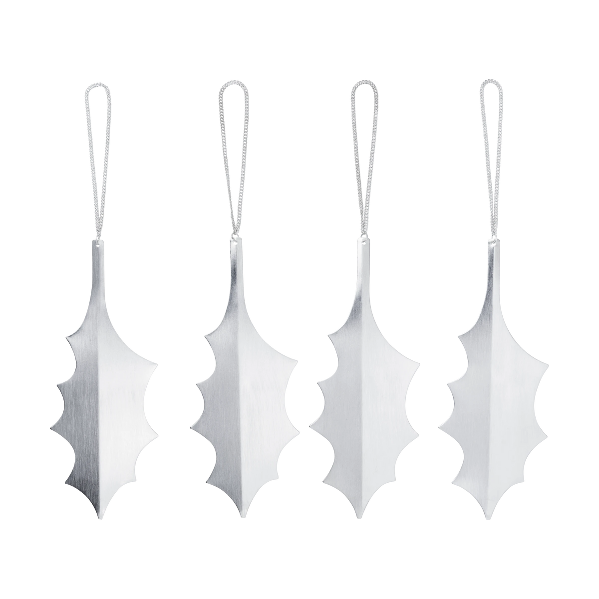Ferm Living Set of 4 Holly Leaf Ornaments in Brass or Silver