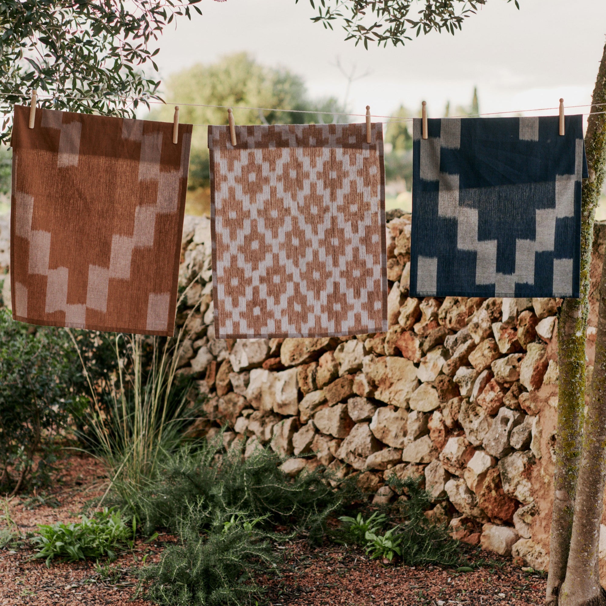 Ferm Living Cotton 'Ikat' Tea Towel in Various Colours - Lifestory