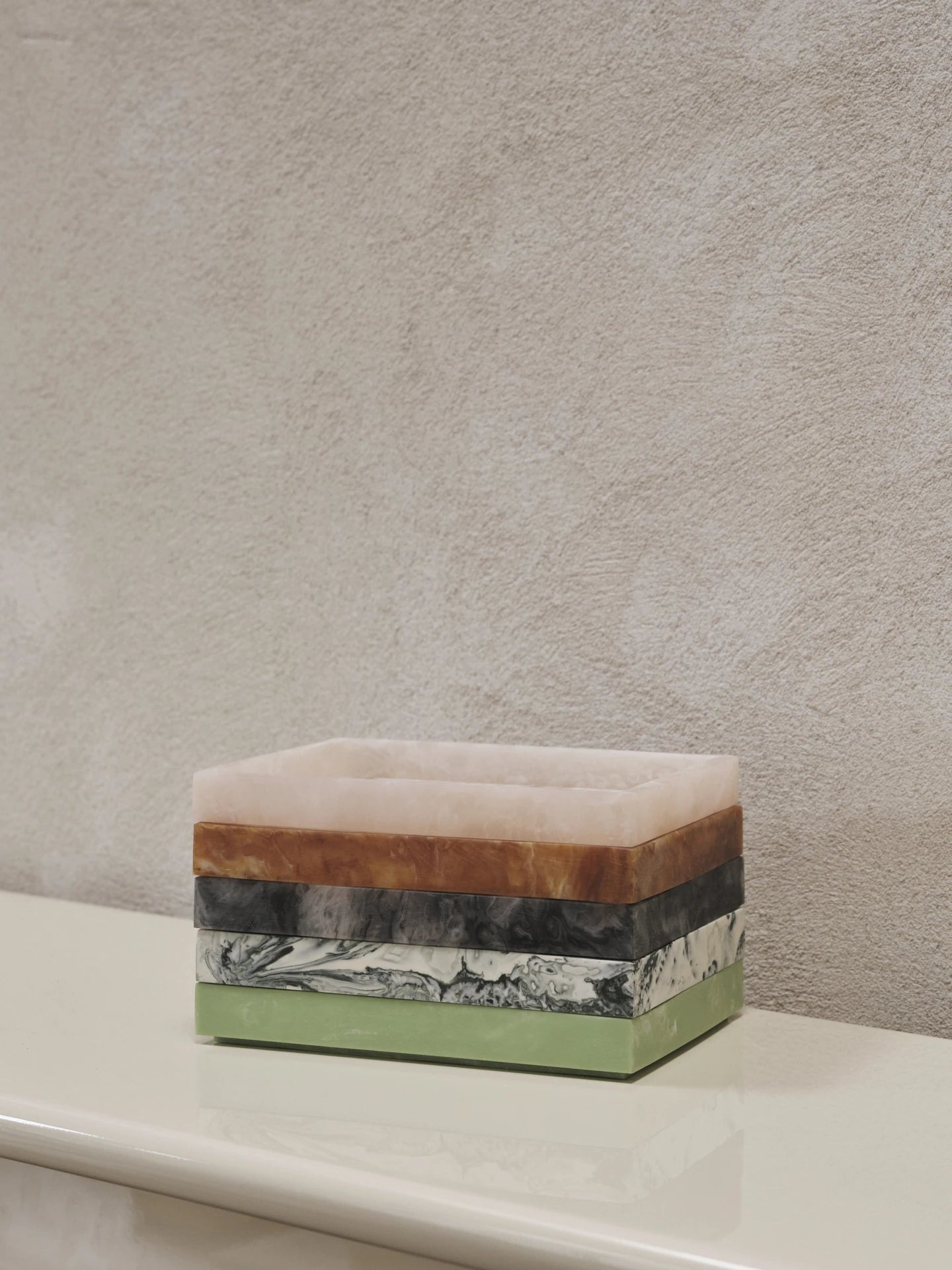 Ferm Living 'Mist' Rectangular 15x20cm Tray in Marbled Resin - Lifestory