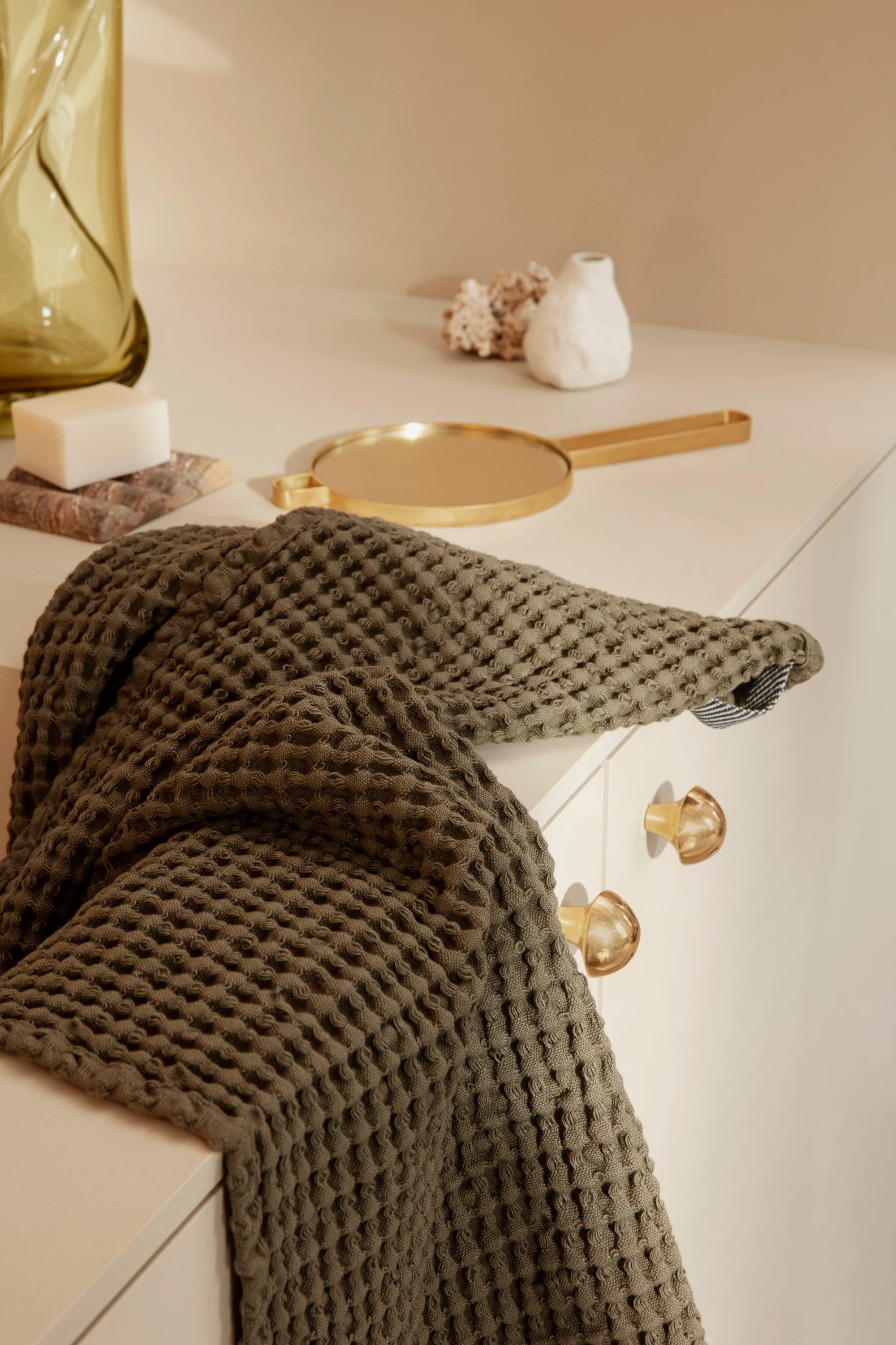 Ferm Living Organic Cotton Bath Towel in Olive - Lifestory