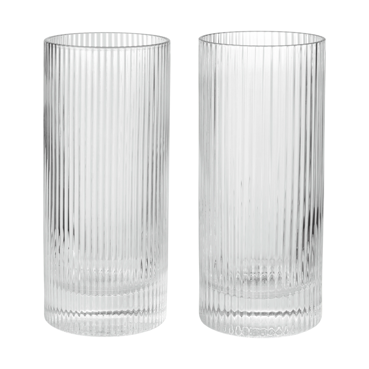 Ferm Living Set of 2 Ripple Highball Glasses in Clear