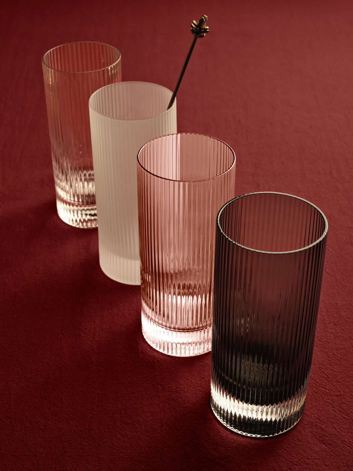 Ferm Living Set of 2 Ripple Highball Glasses in Clear