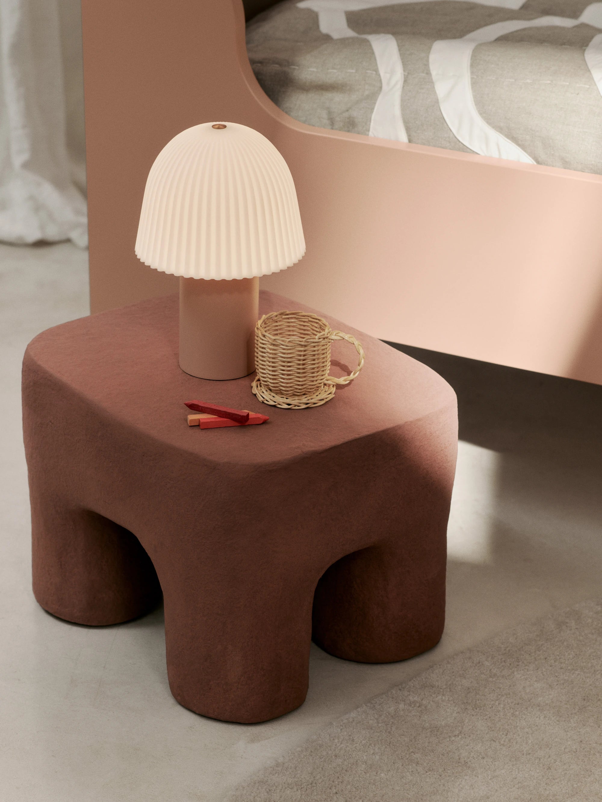 Ferm Living Frill Portable Dimmable Lamp in Rose & White - Lifestory