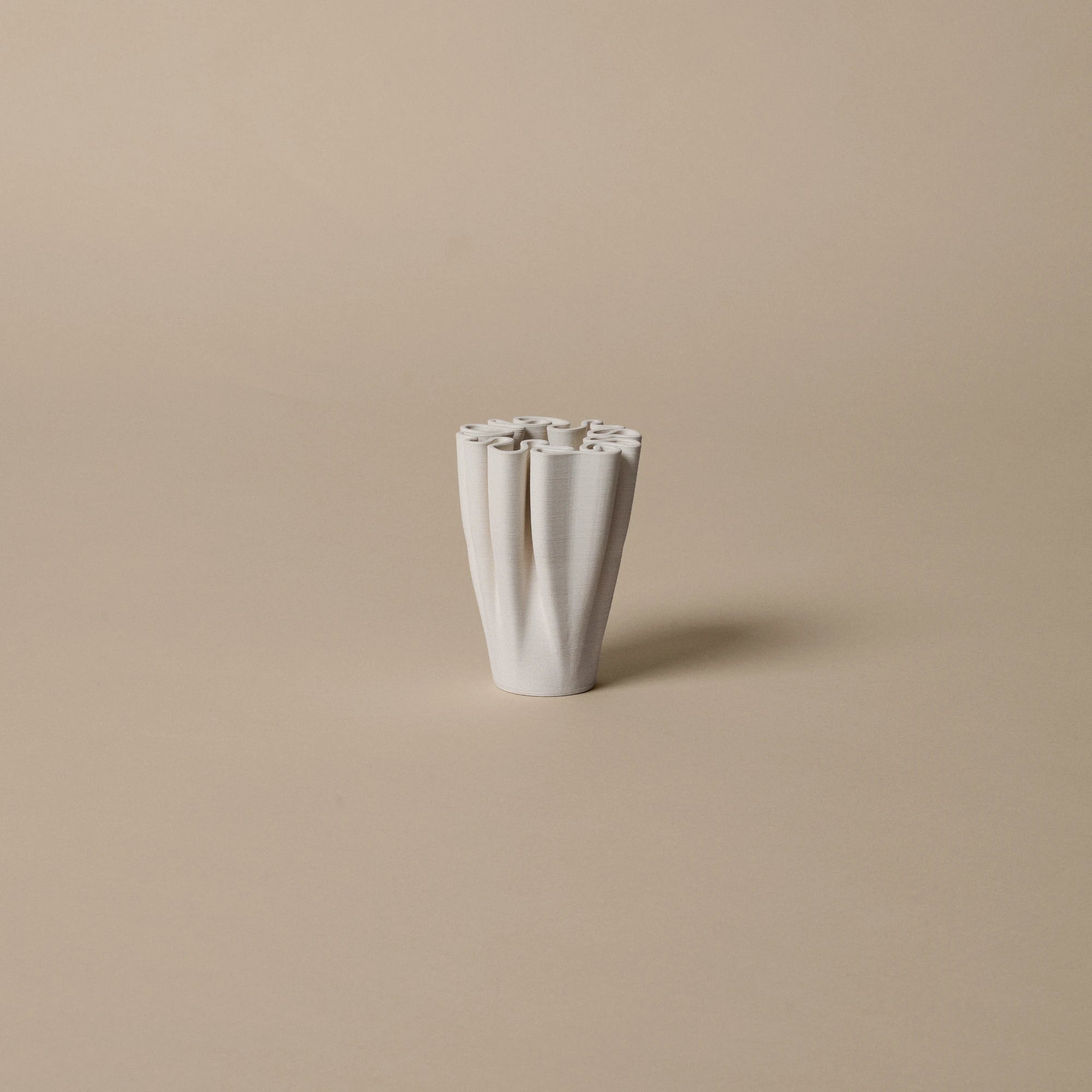 Ferm Living Small Dedali Vase in Off-White 3D Printed Stoneware on a cream background