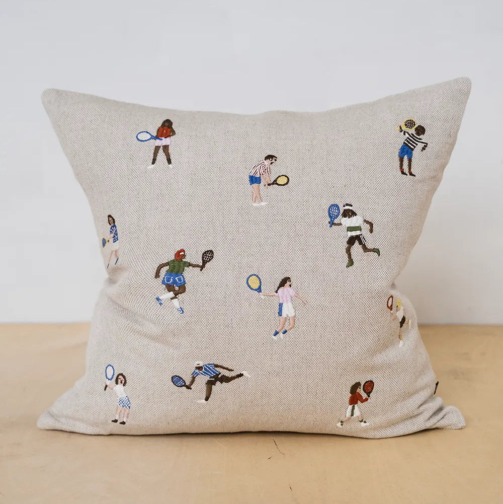 Fine Little Day 'Tennis' Embroidered Square Cushion Cover - Optional Inner - Lifestory