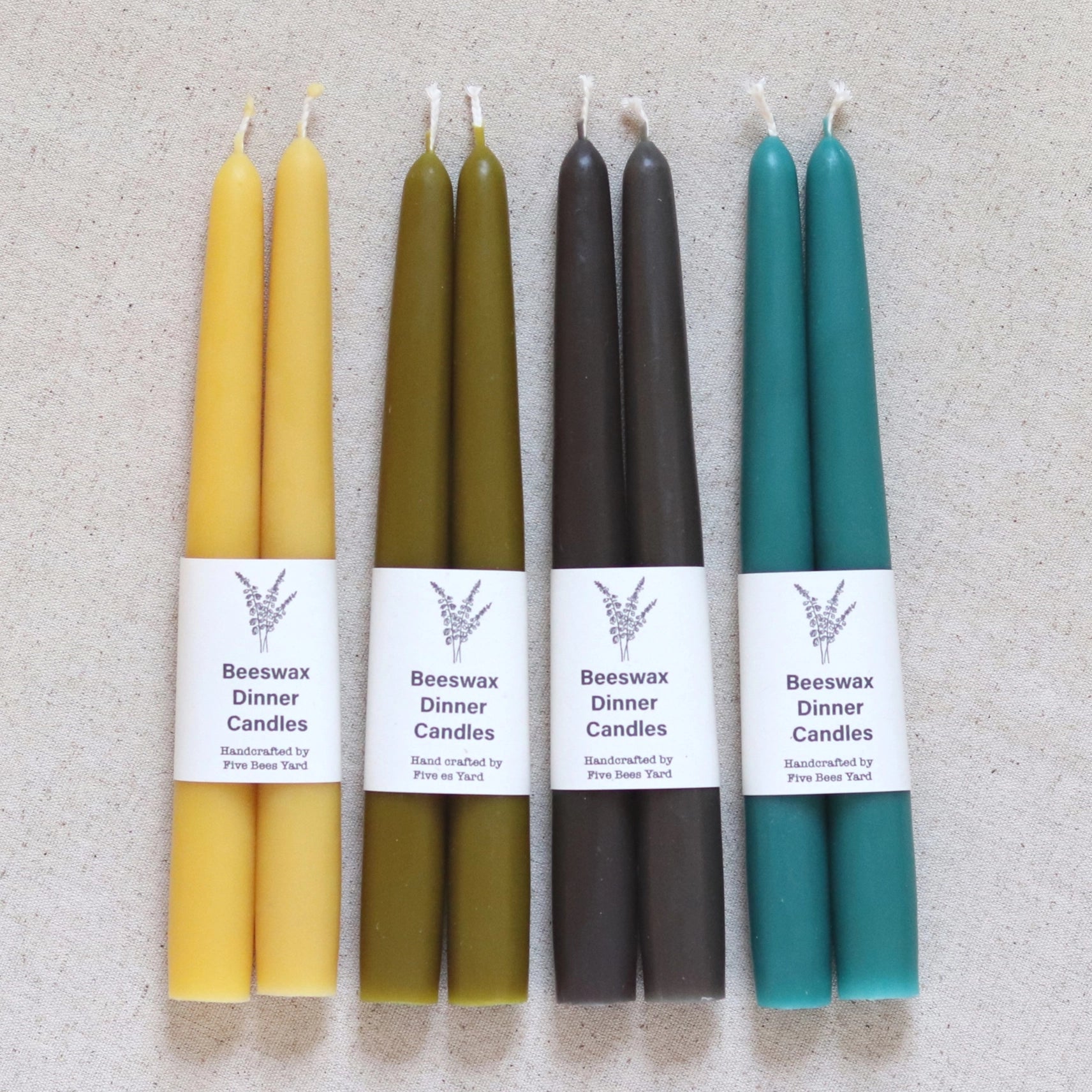 Beeswax Candle Pair in Various Colours by Five Bees Yard - Lifestory