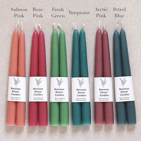 Beeswax Candle Pair in Various Colours by Five Bees Yard - Lifestory