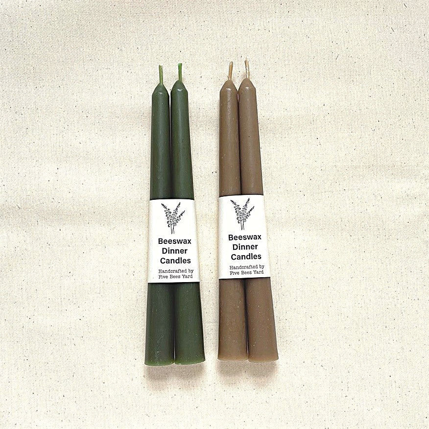 Beeswax Large Candle Pair in Various Colours by Five Bees Yard - Lifestory
