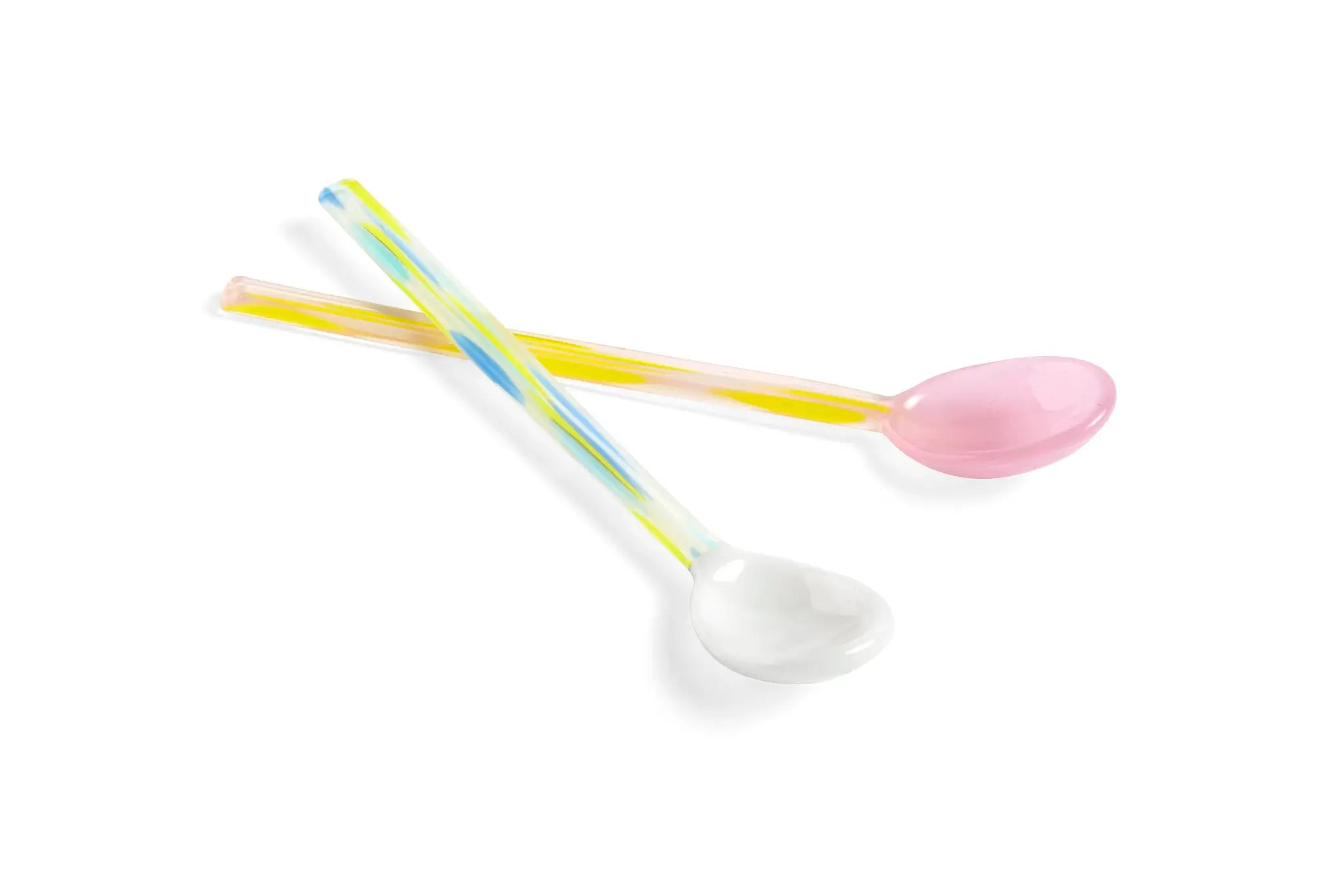 Glass Spoons - 'Flat' Set of 2 | White, Light Pink | by HAY - Lifestory