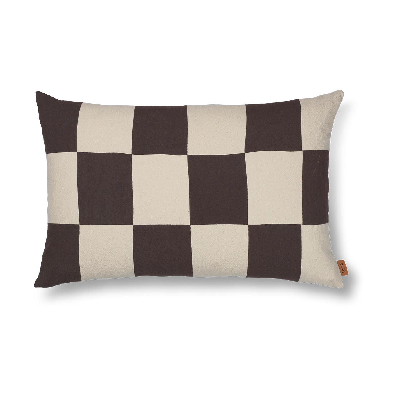 Ferm Living Fold Patchwork Cushion in Coffee and natural