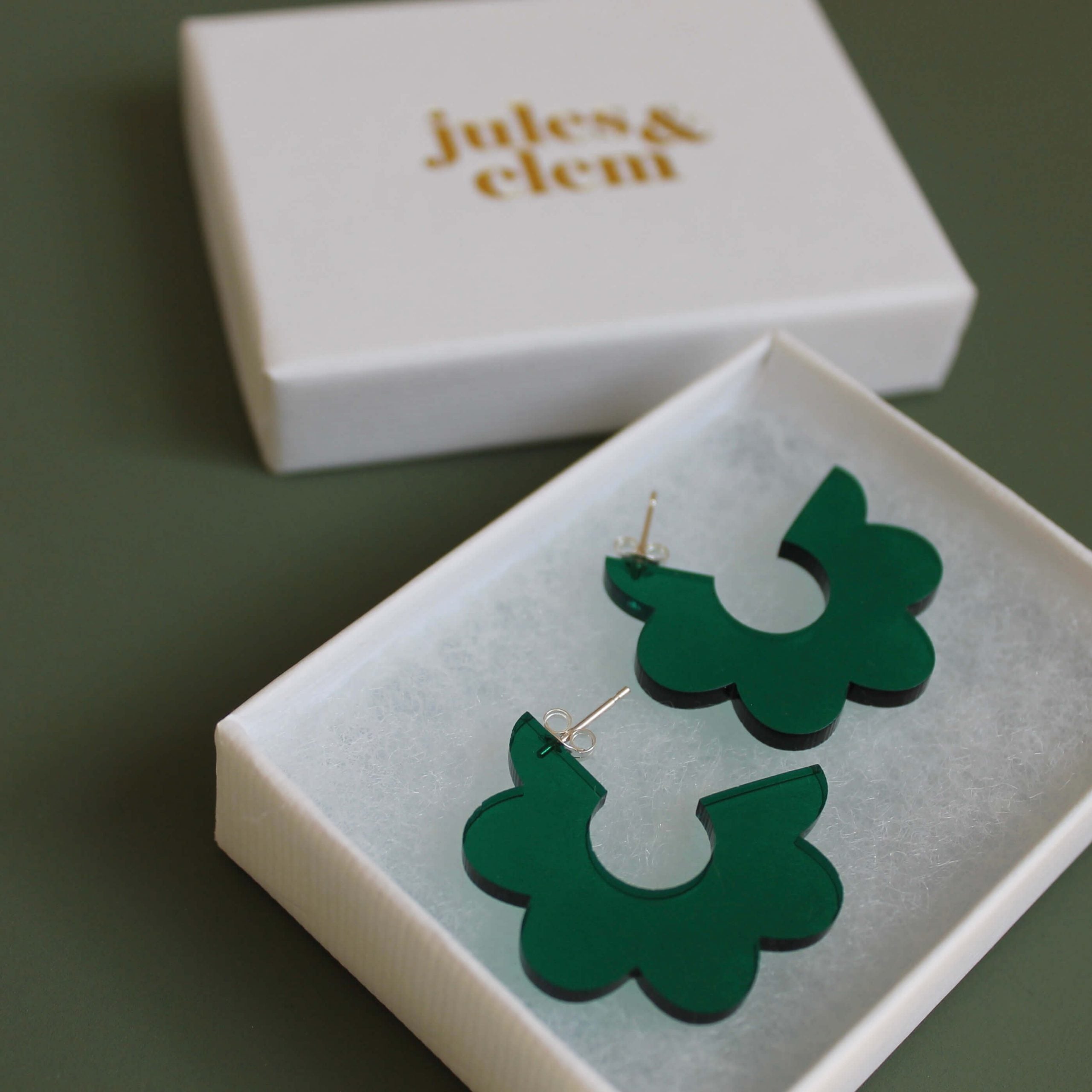 Scallop Hoop Earrings | Green | Perspex | by Jules & Clem - Lifestory