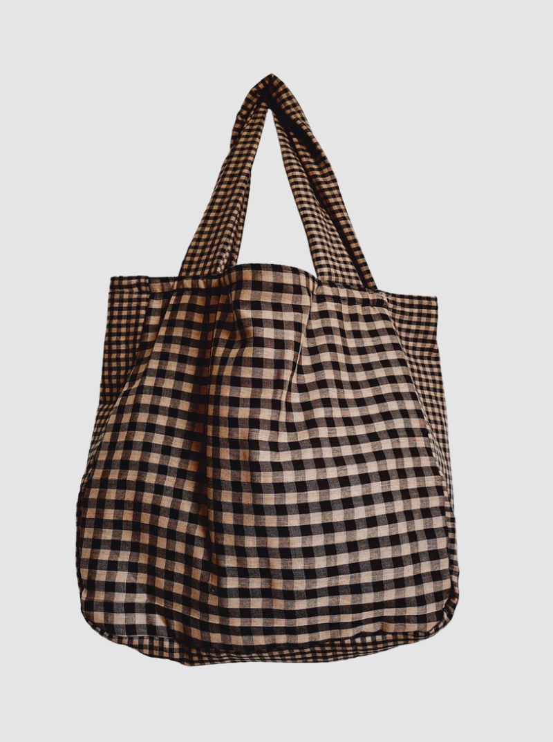 Gingham Shopper Bag | Rust | Cotton | by Walker Home - Lifestory