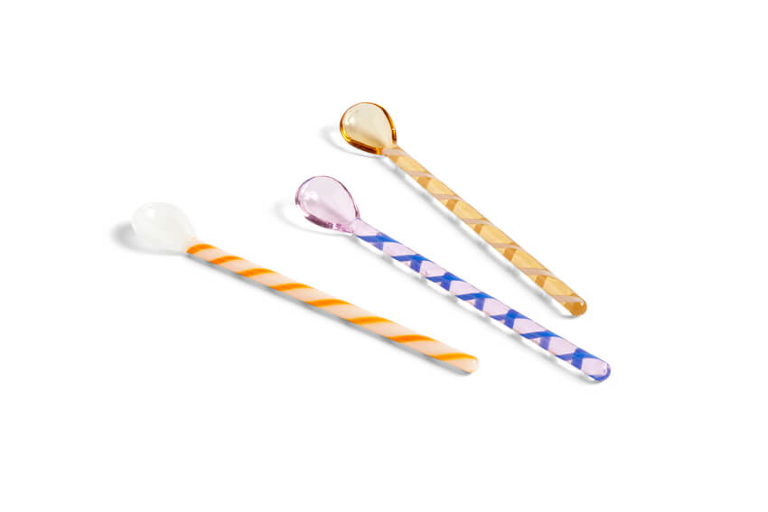 Glass Spoons - 'Spice' Set of 3 | Amber, Light Pink, White | by HAY - Lifestory - HAY