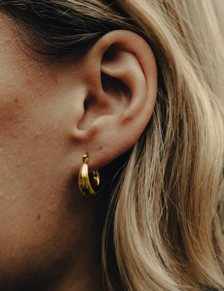Gold Mini Crescent Hoop Earrings | Waterproof | Gift Boxed | by Nordic Muse - Lifestory