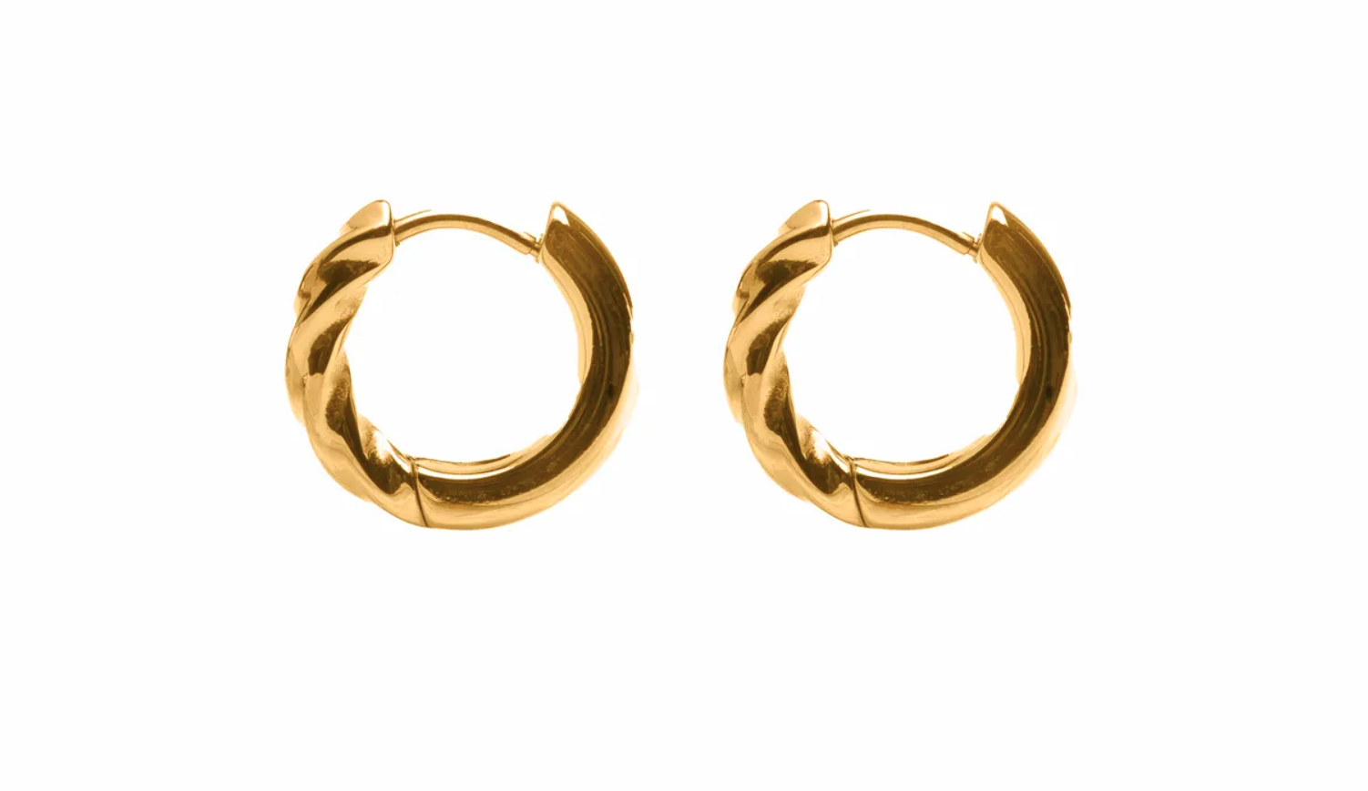 Gold Mini Twist Leverback Huggie Hoop Earrings | Waterproof | Gift Boxed | by Nordic Muse - Lifestory