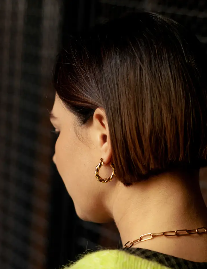 Gold Twisted Rope Hoop Earrings | Waterproof | Gift Boxed | by Nordic Muse - Lifestory - Nordic Muse