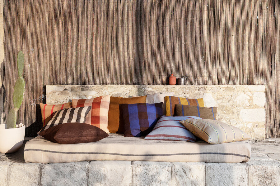 Grand Cushion | Off White & Chocolate Stripe | Linen Cotton | by ferm Living - Lifestory - ferm LIVING