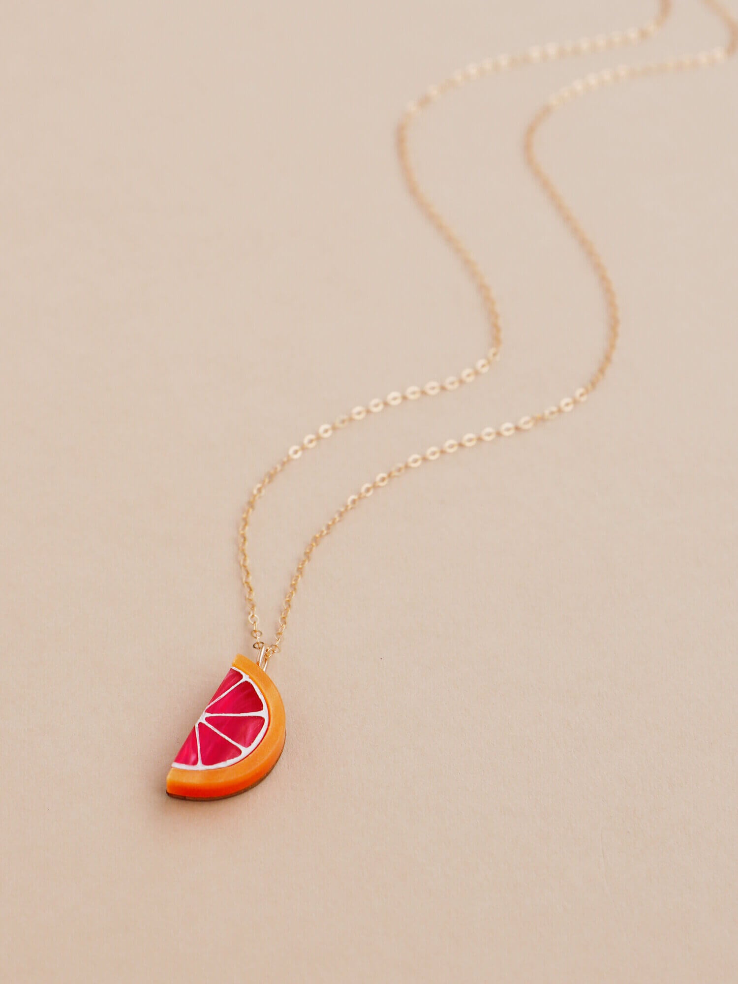 Grapefruit Slice Necklace | Acrylic & Wood | by Wolf & Moon - Lifestory - Wolf & Moon