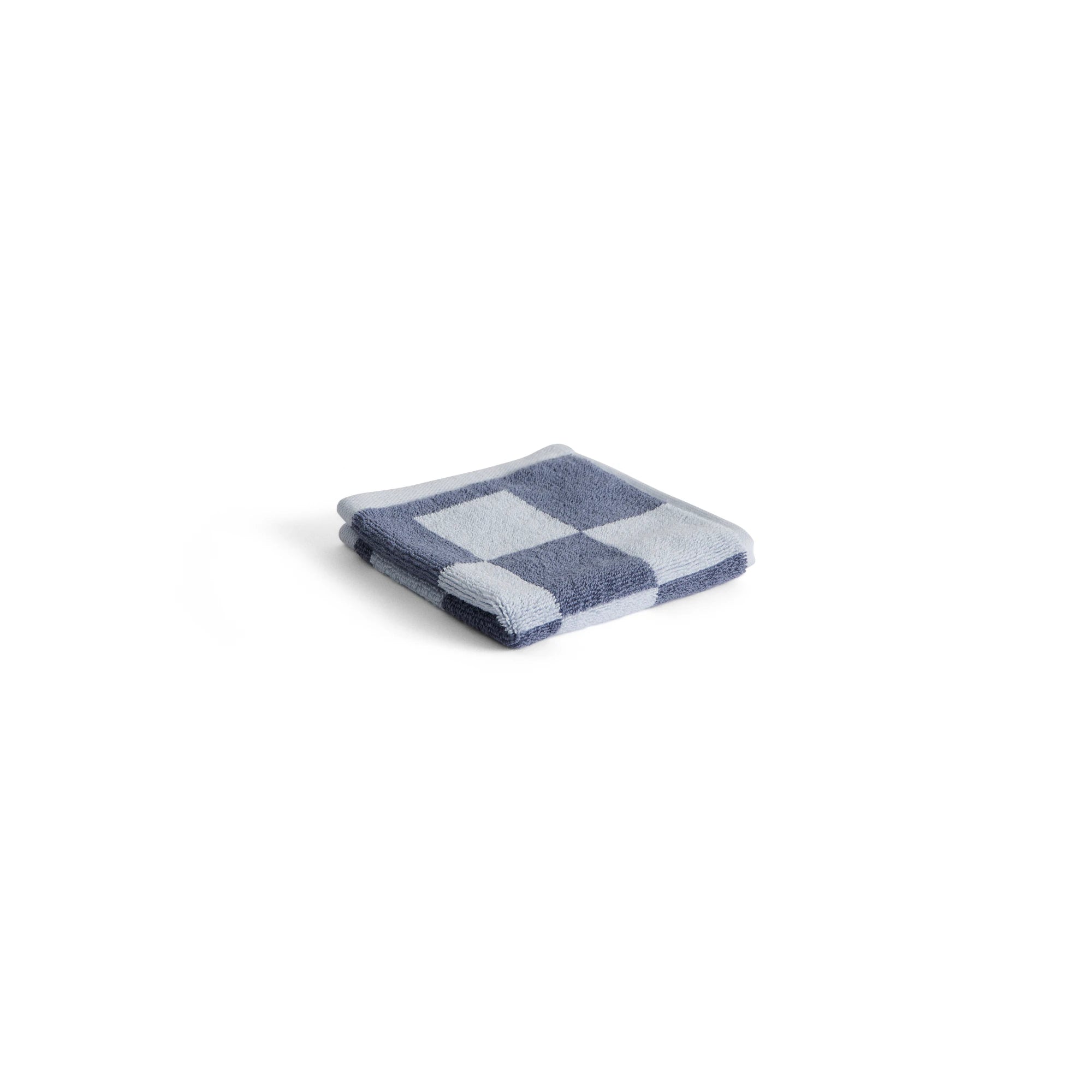 HAY Organic Cotton Check Wash Cloth in steel blue