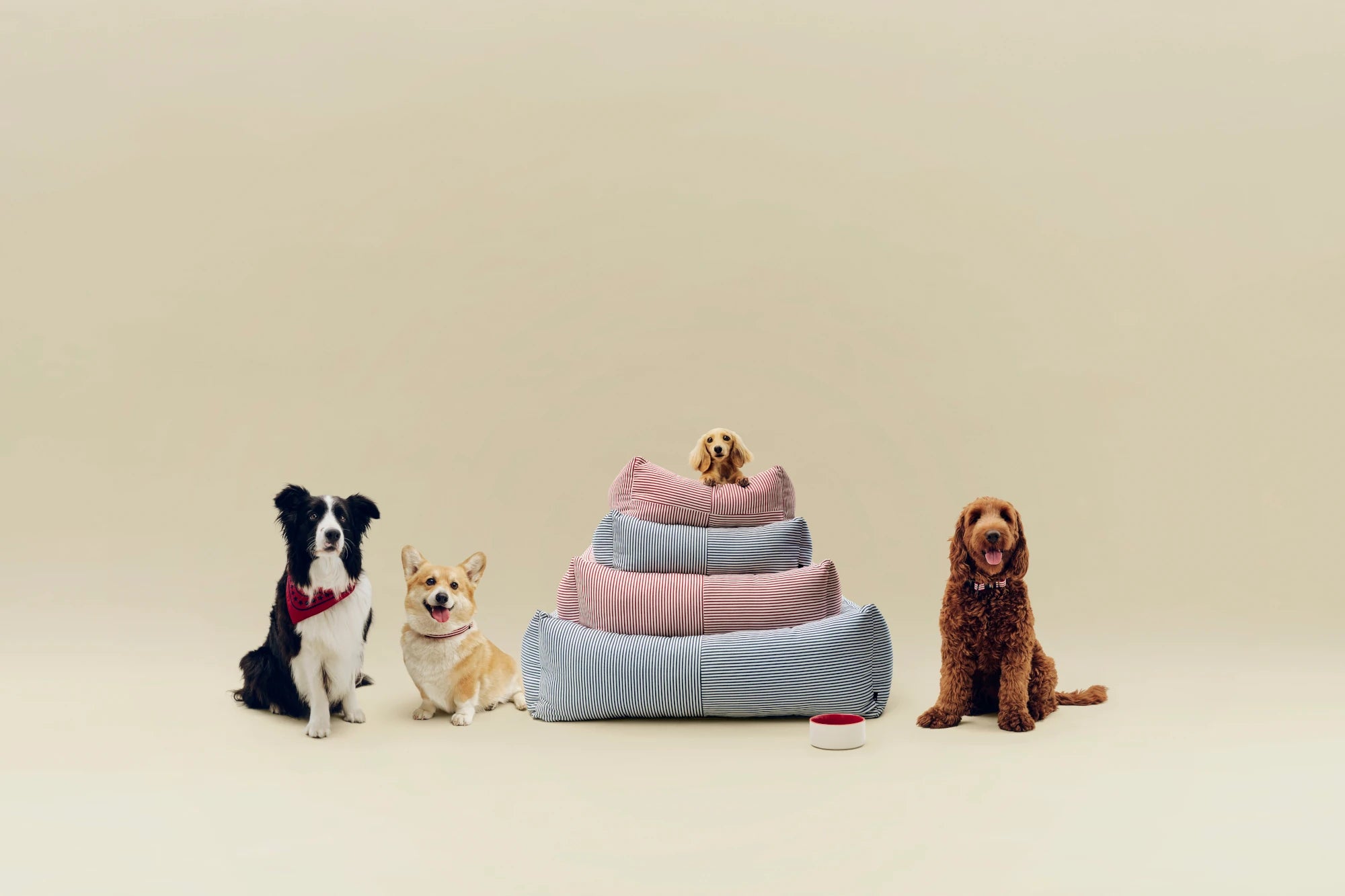 HAY Large Dogs Bed Zip in Blue & White Stripe - Lifestory