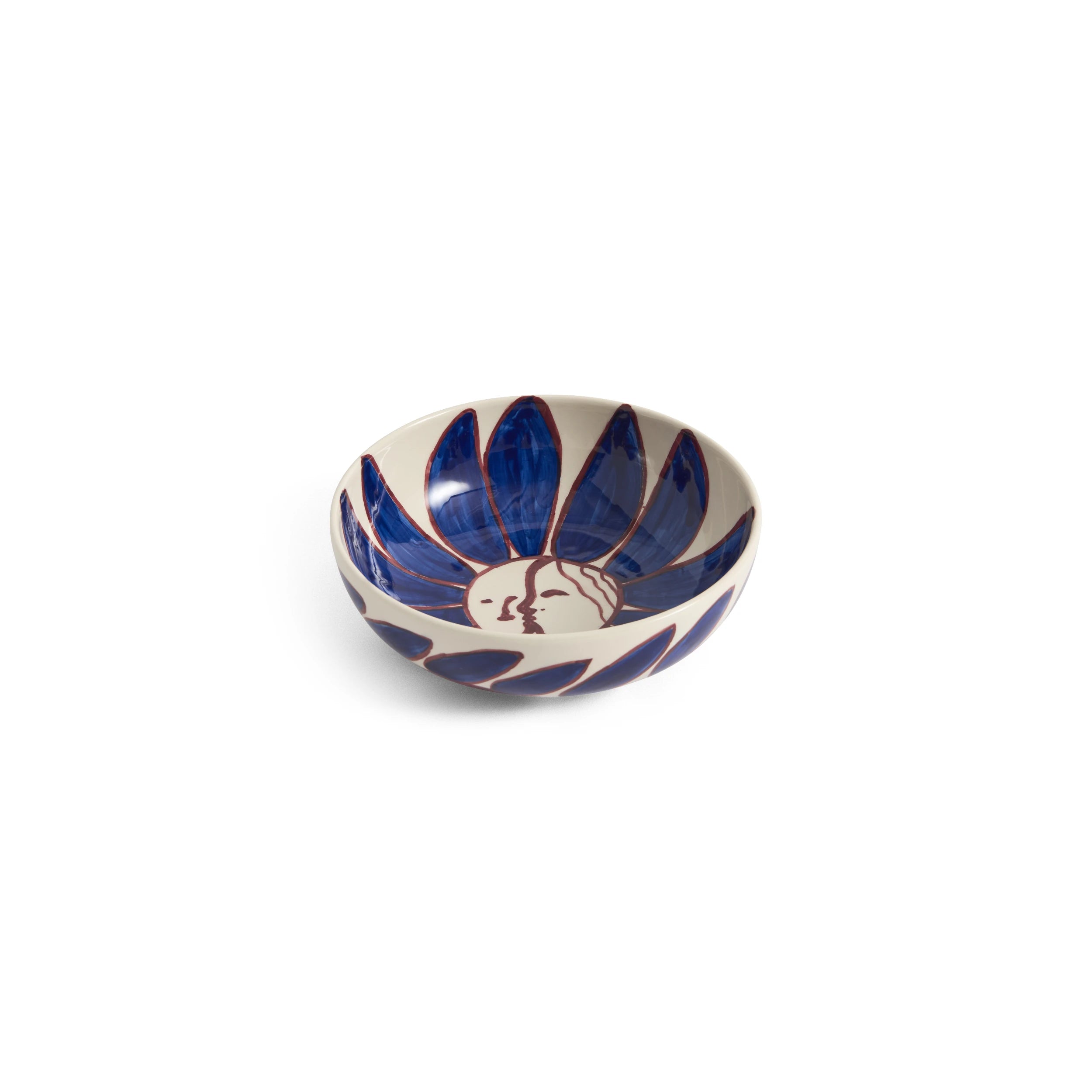 HAY x Emma Kohlmann - La Pittura Ø18cm Bowl in Deep Blue Flower design at an angle