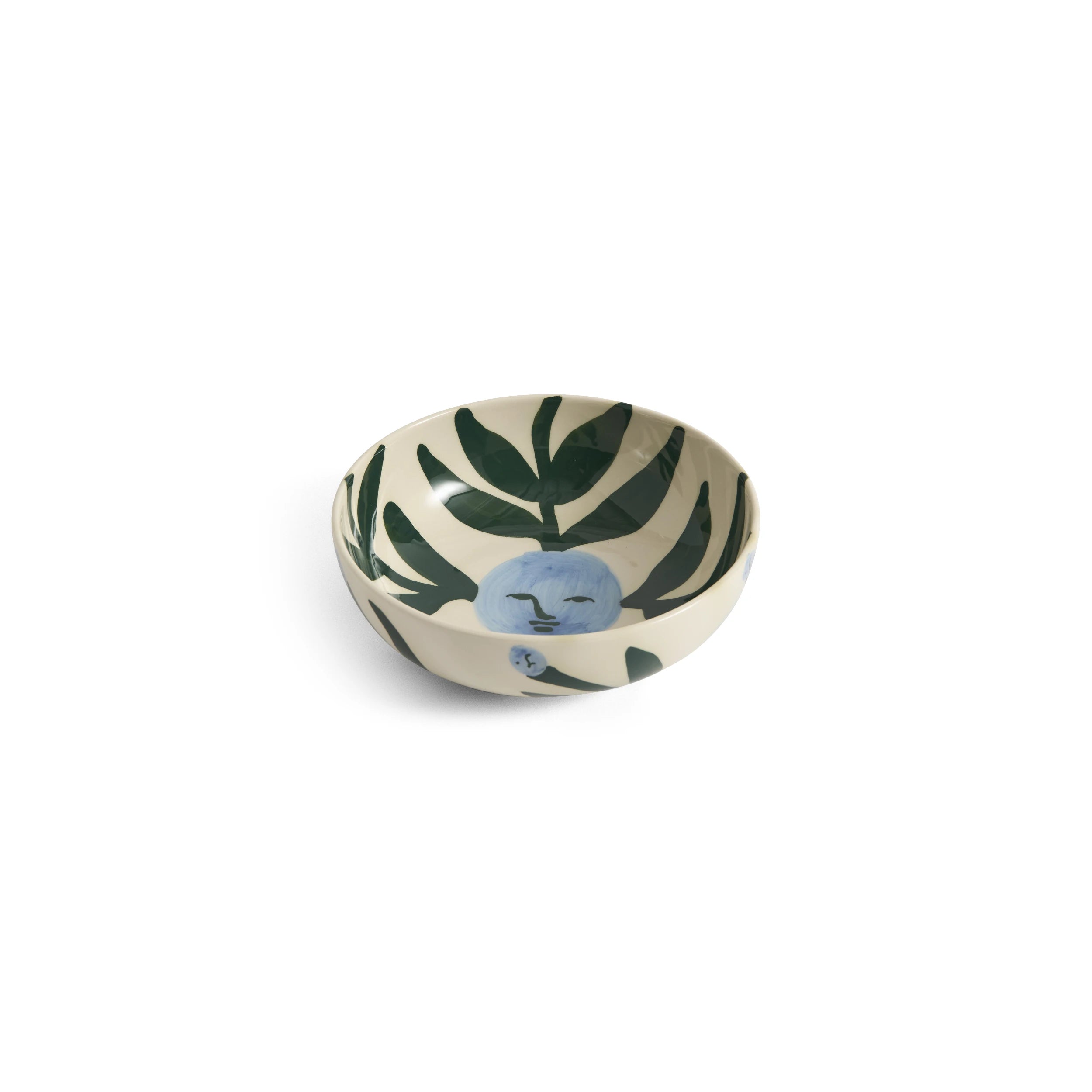 HAY x Emma Kohlmann - La Pittura Ø18cm Bowl in Moon Face Vine design at an angle