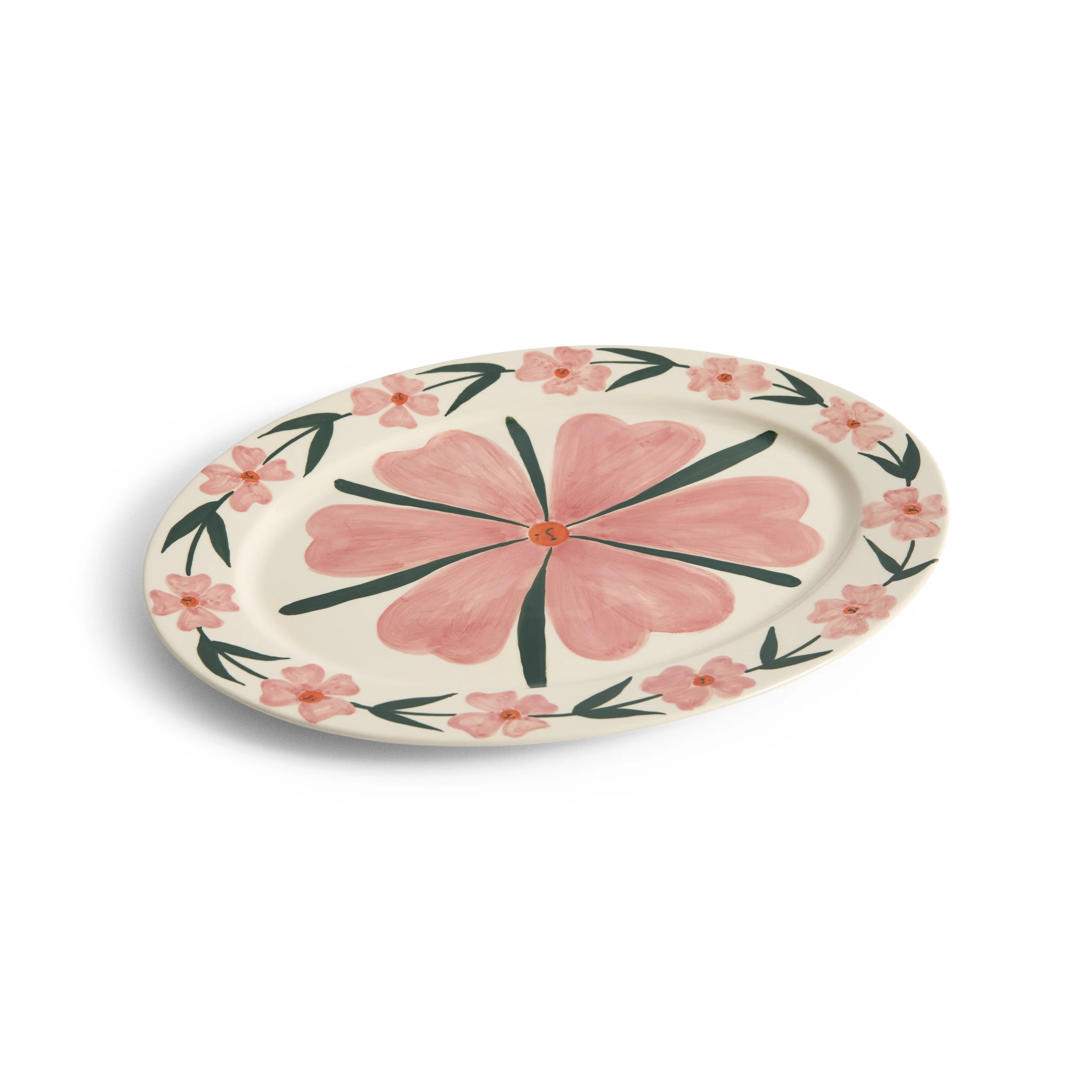 HAY x Emma Kohlmann - La Pittura Ø36.5cm Serving Platter in Josephine pattern at an angle