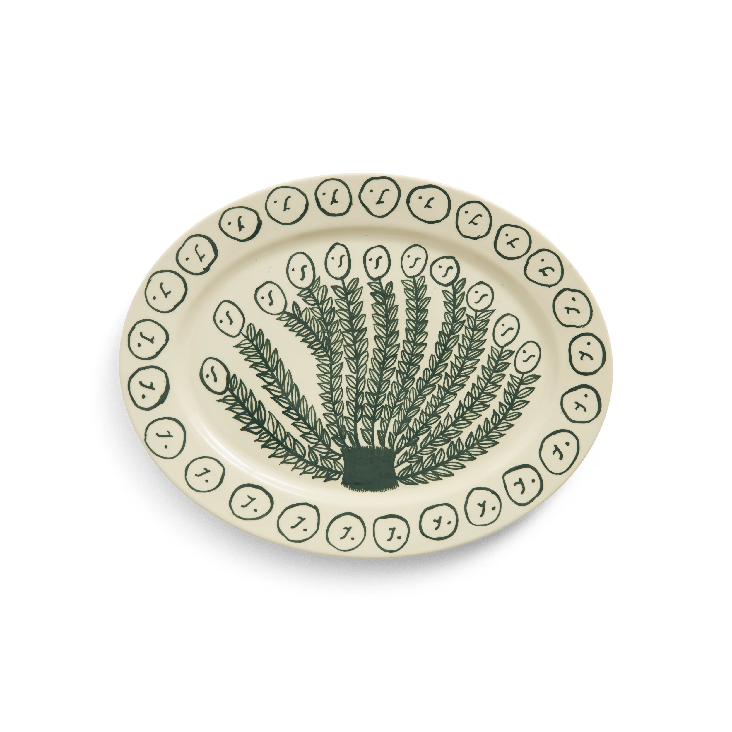 HAY x Emma Kohlmann - La Pittura Ø36.5cm Serving Platter in Olive Grove pattern