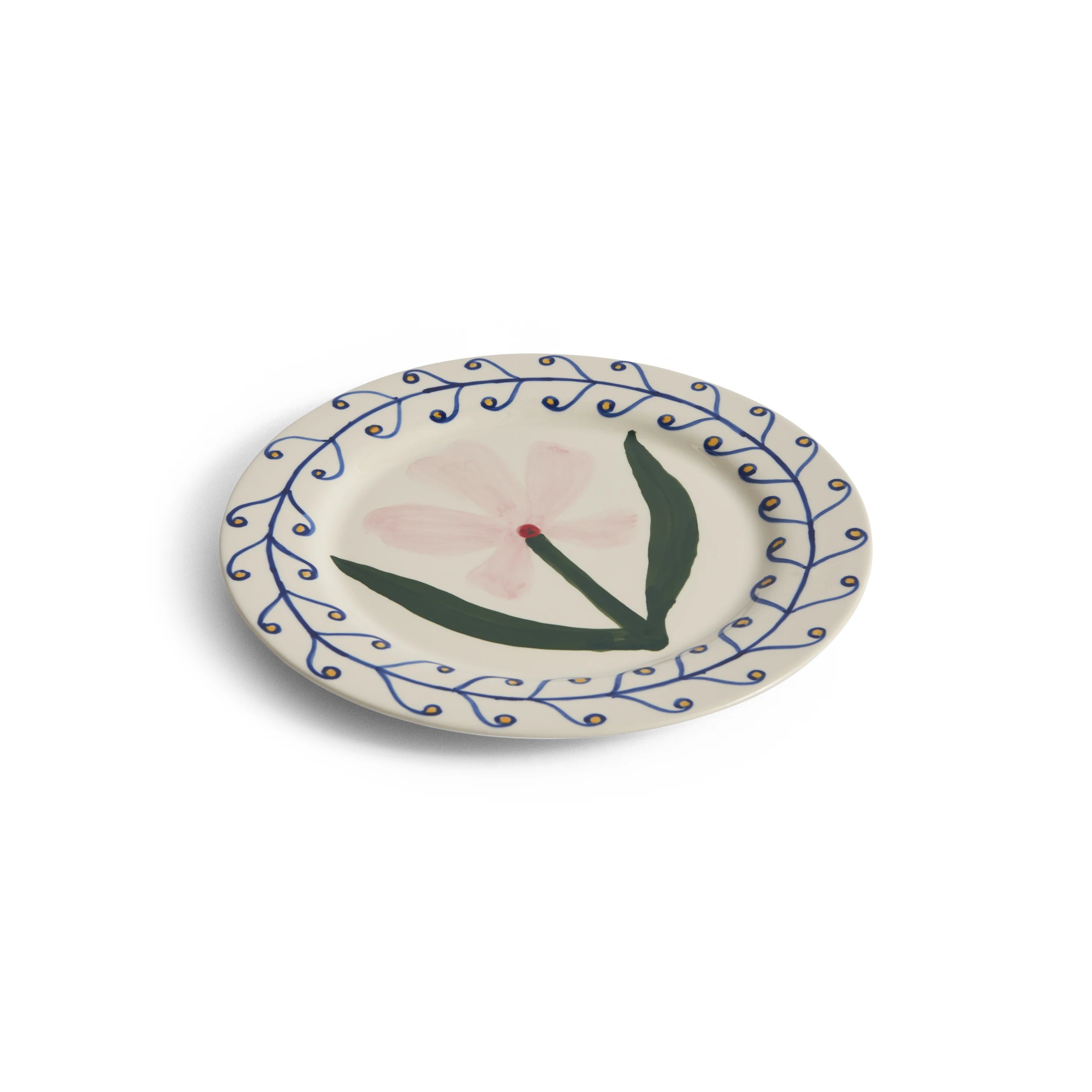 HAY x Emma Kohlmann - La Pittura Ø28.5cm Plate in Antiquity design view at an angle