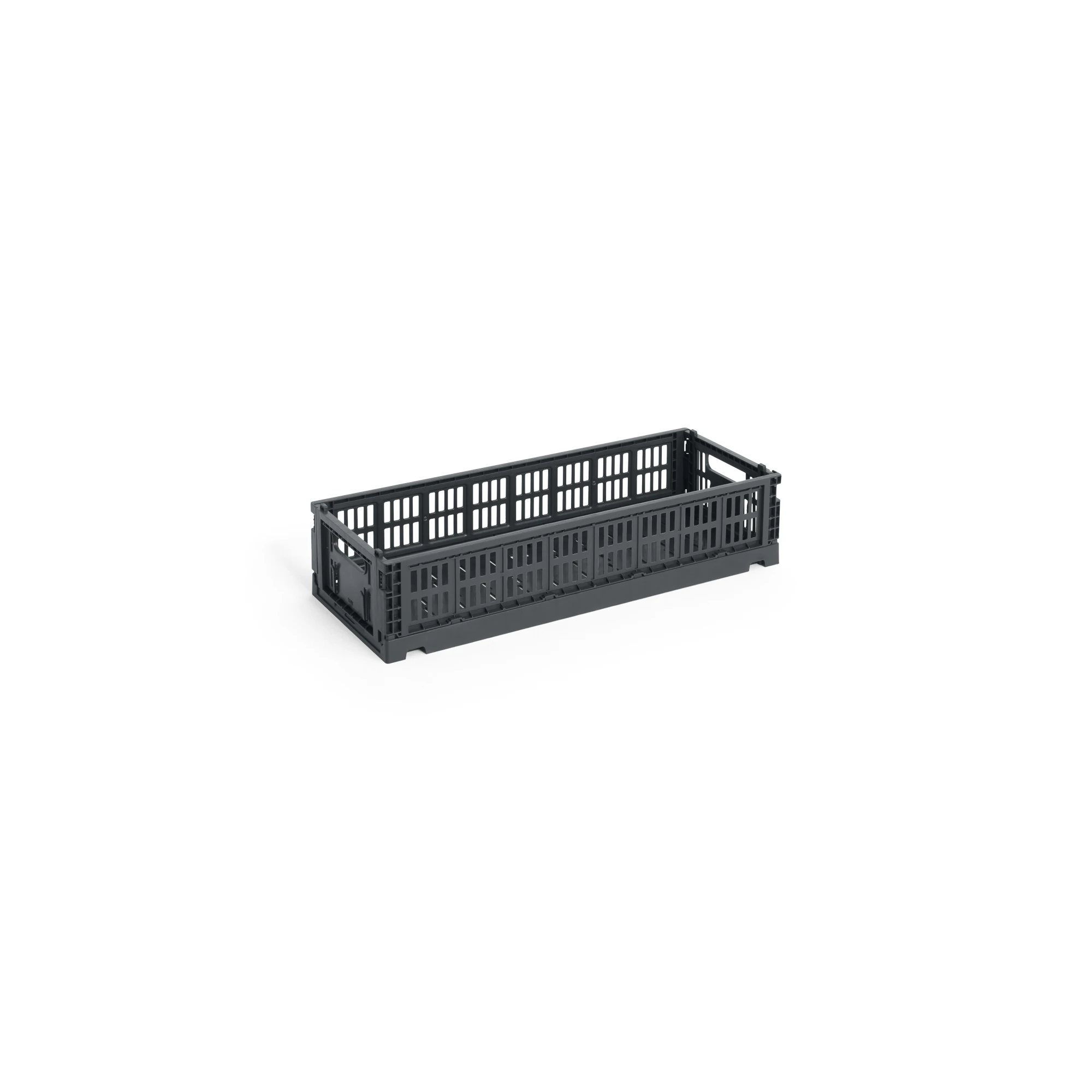 HAY Mini Oblong Colour Crate - Collapsible | 100% Recycled Plastic in Charcoal