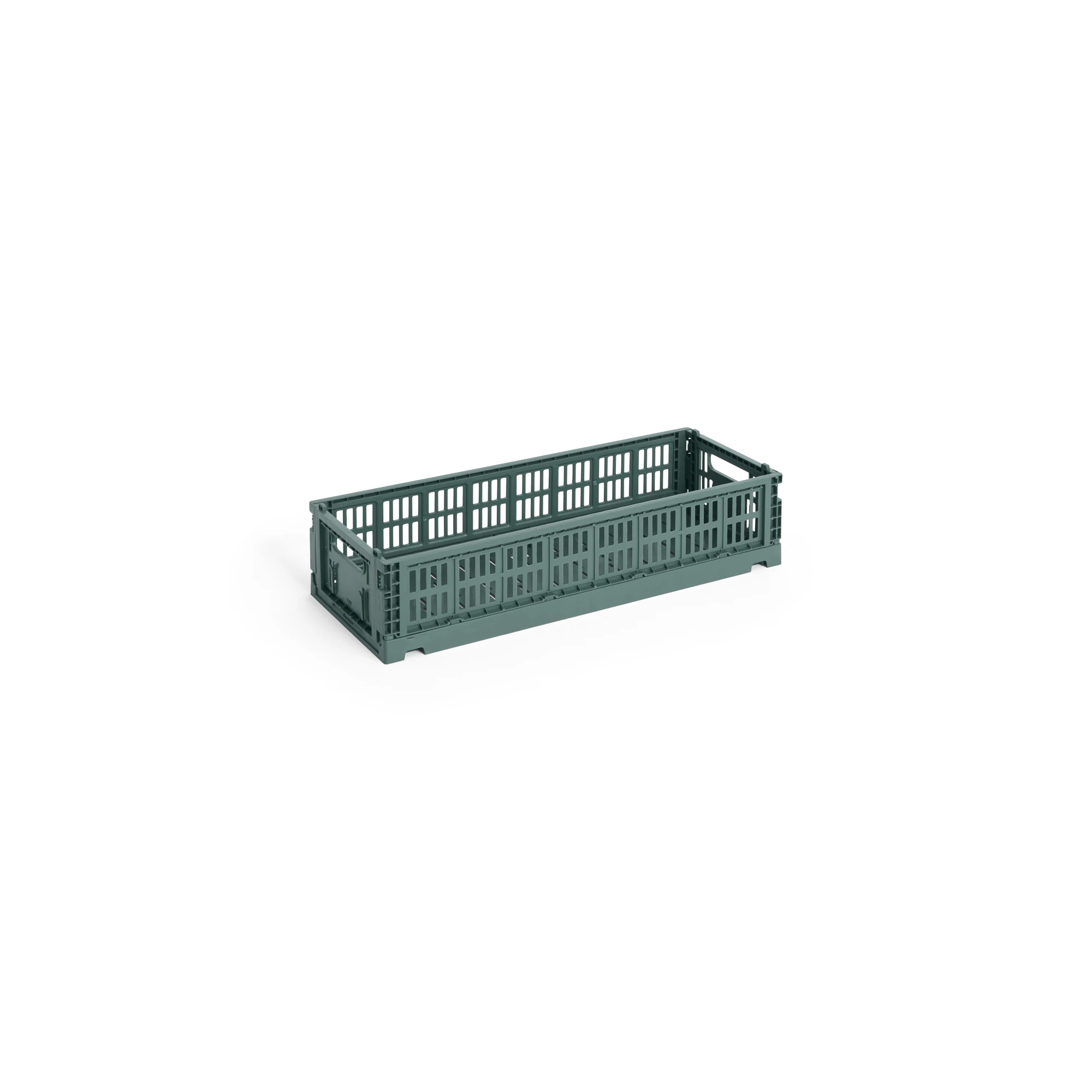HAY Mini Oblong Colour Crate - Collapsible | 100% Recycled Plastic in Dark Green