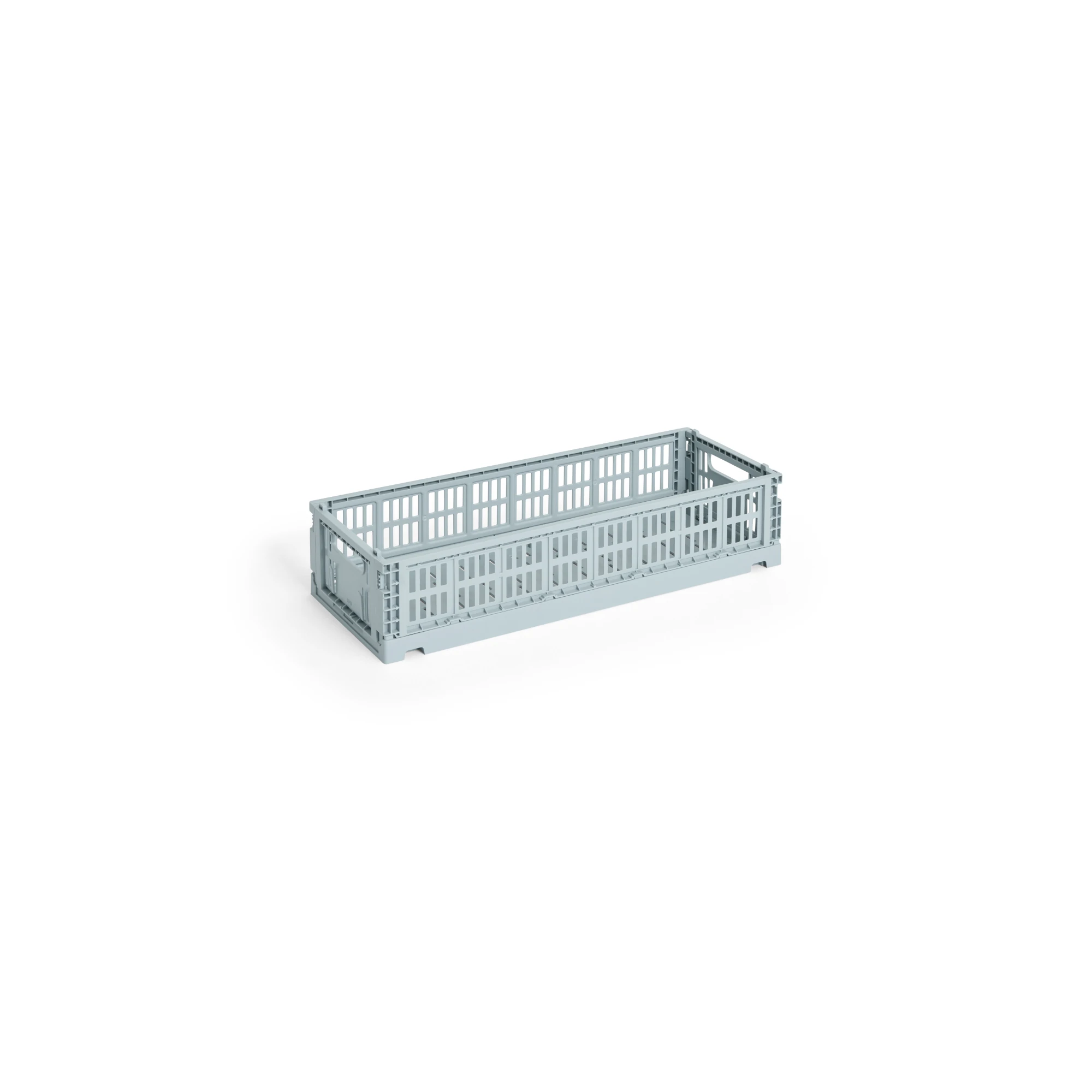 HAY Mini Oblong Colour Crate - Collapsible | 100% Recycled Plastic in Dusty Blue