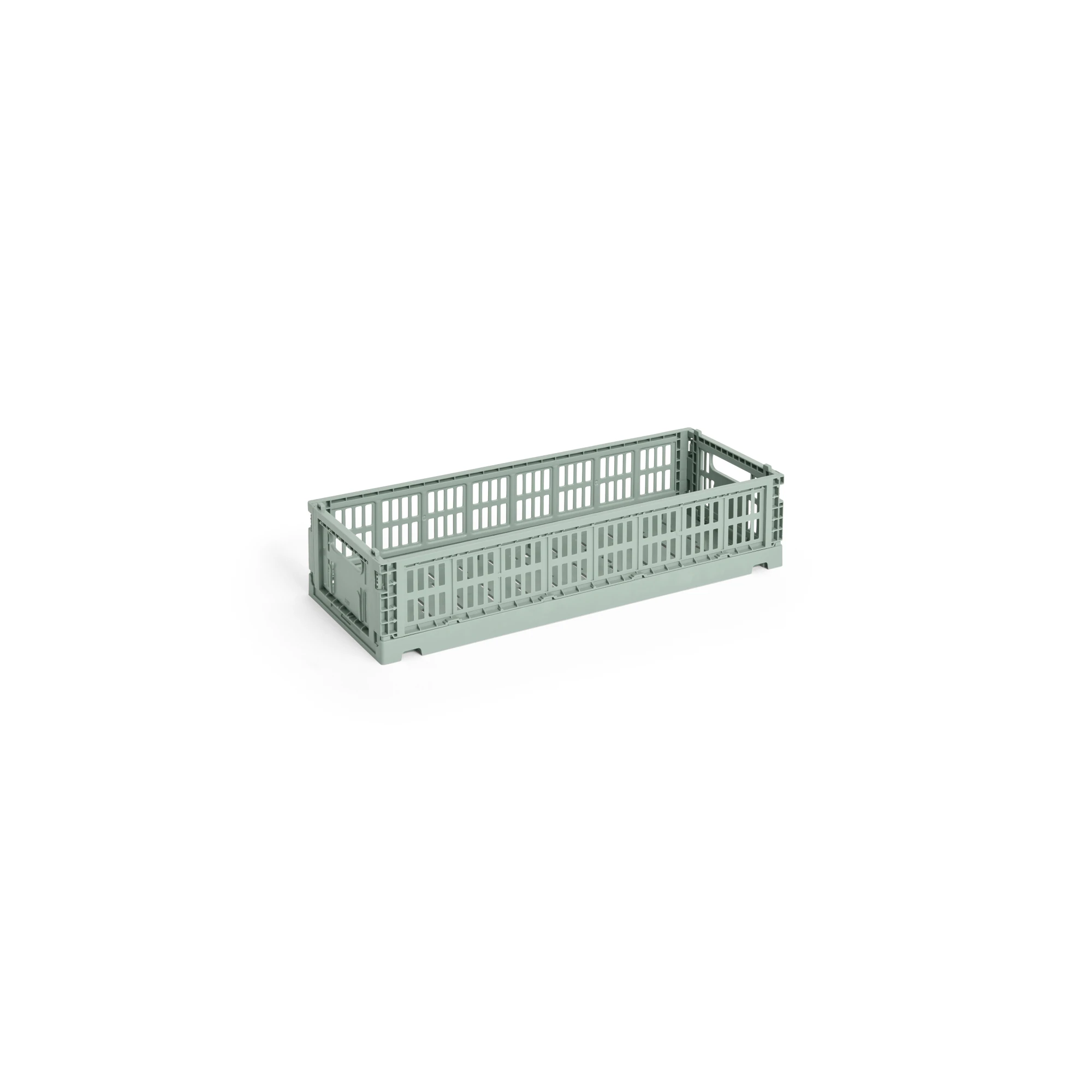 HAY Mini Oblong Colour Crate - Collapsible | 100% Recycled Plastic in Sage Green
