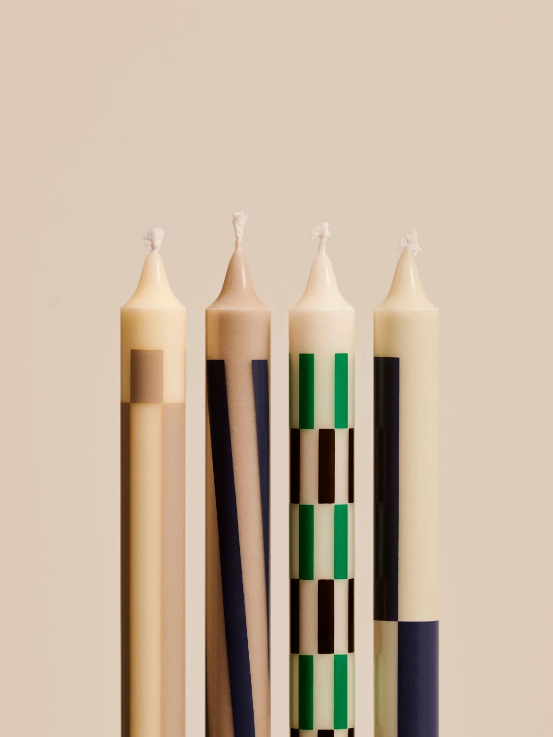 Pattern Candles - Set of 4 | Cream and Dark | by HAY - Lifestory