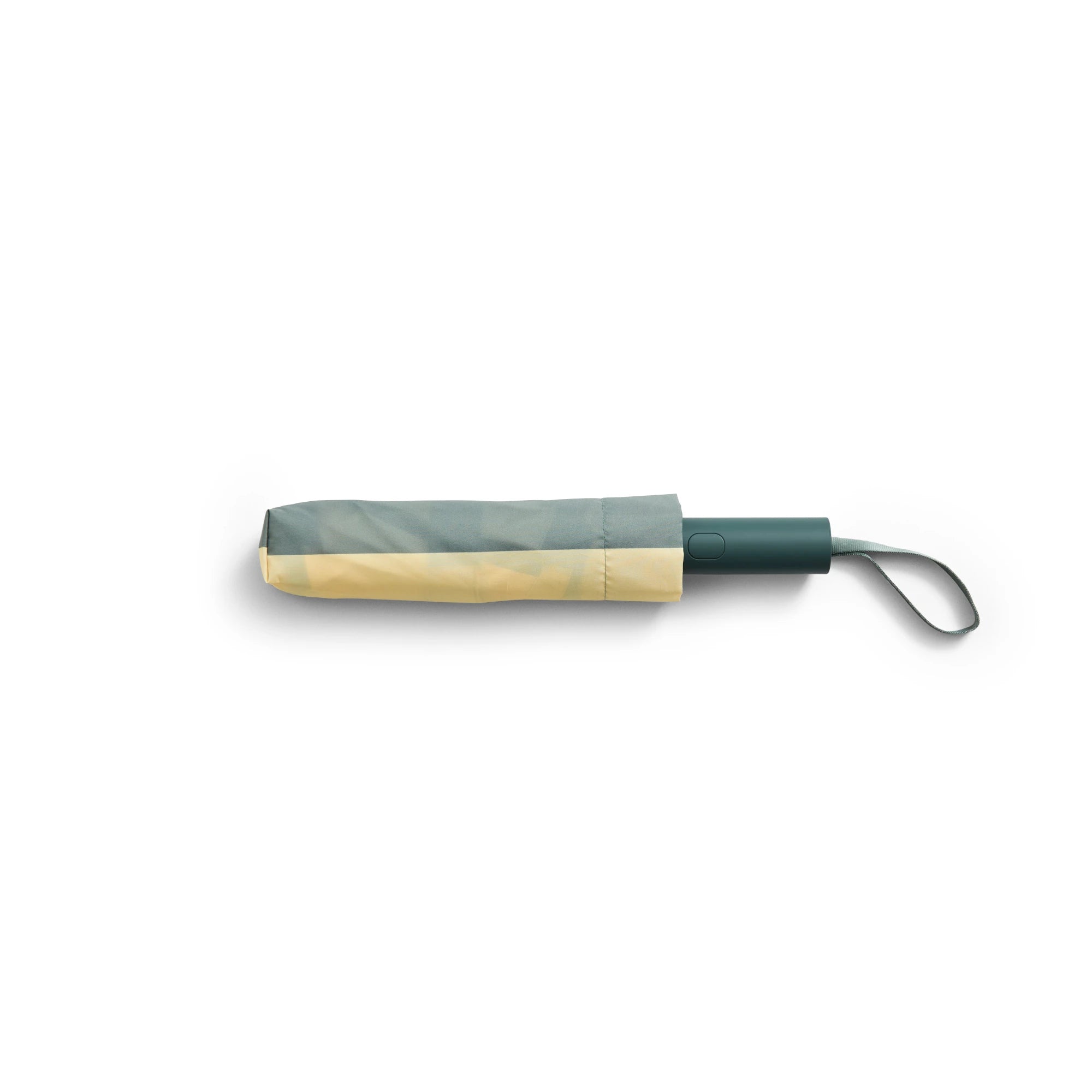 HAY regn umbrella in soft yellow displayed closed on a white background