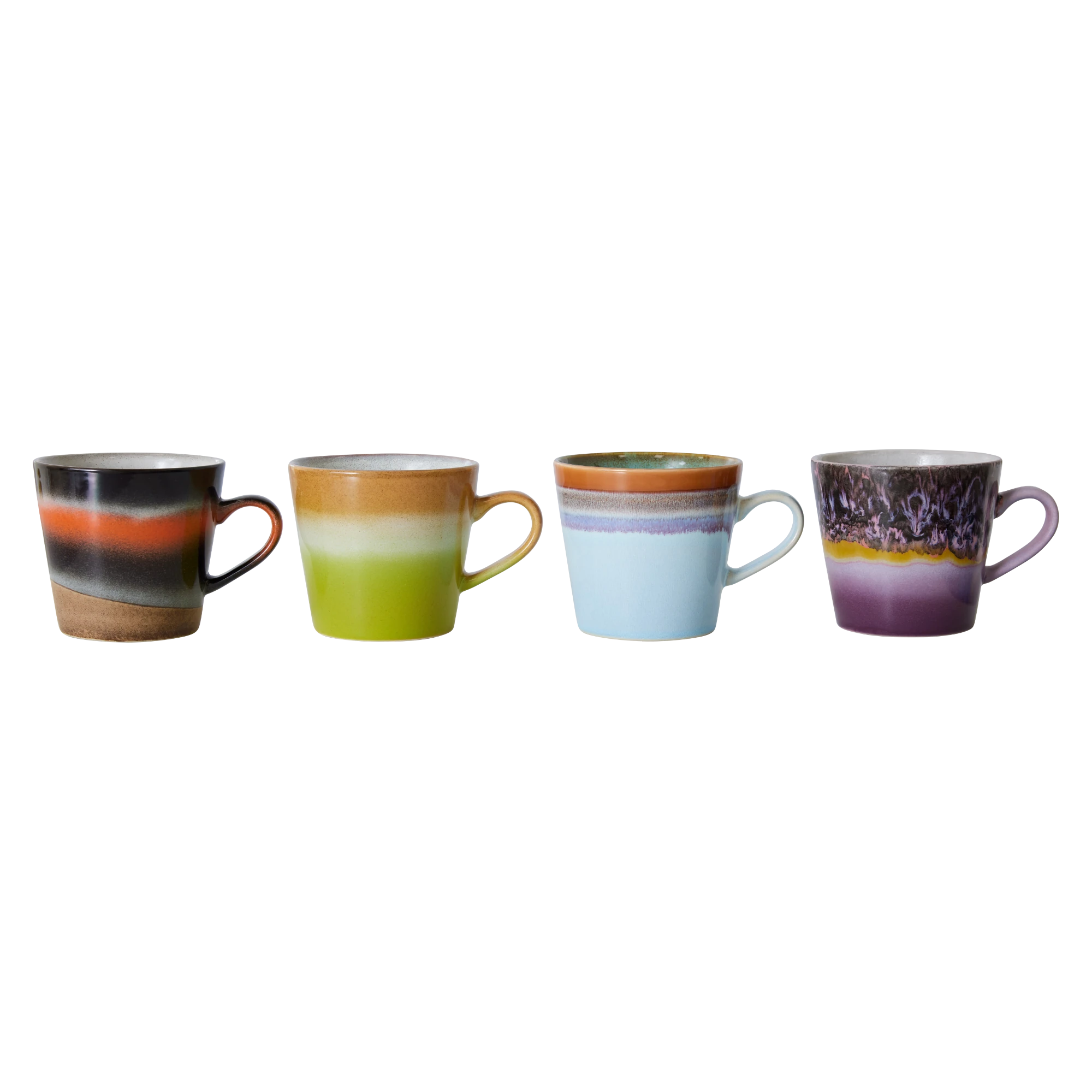 HKLIVING Set of 4 Cappuccino Mugs in Various Colourways