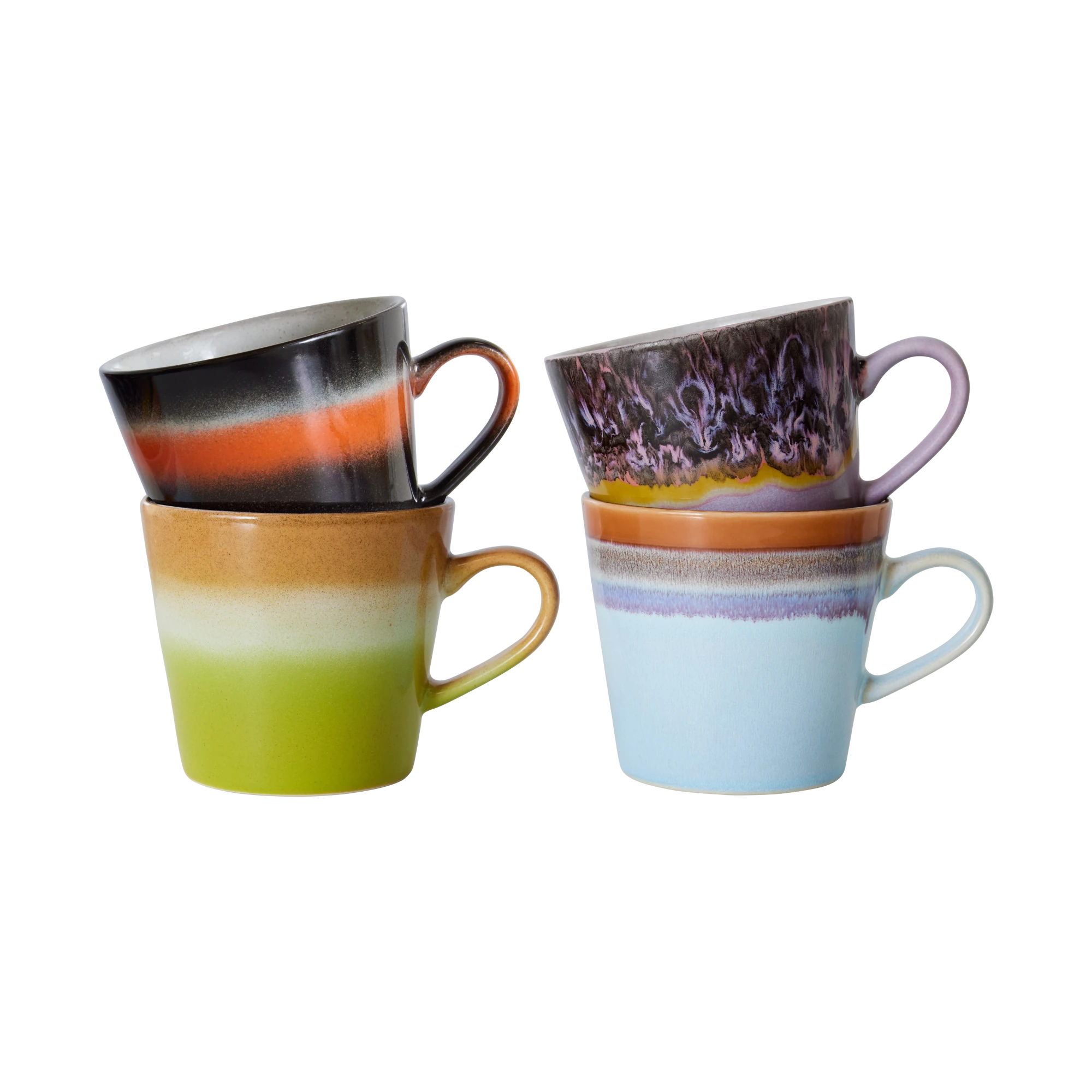 HKLIVING Set of 4 Cappuccino Mugs in Various Colourways