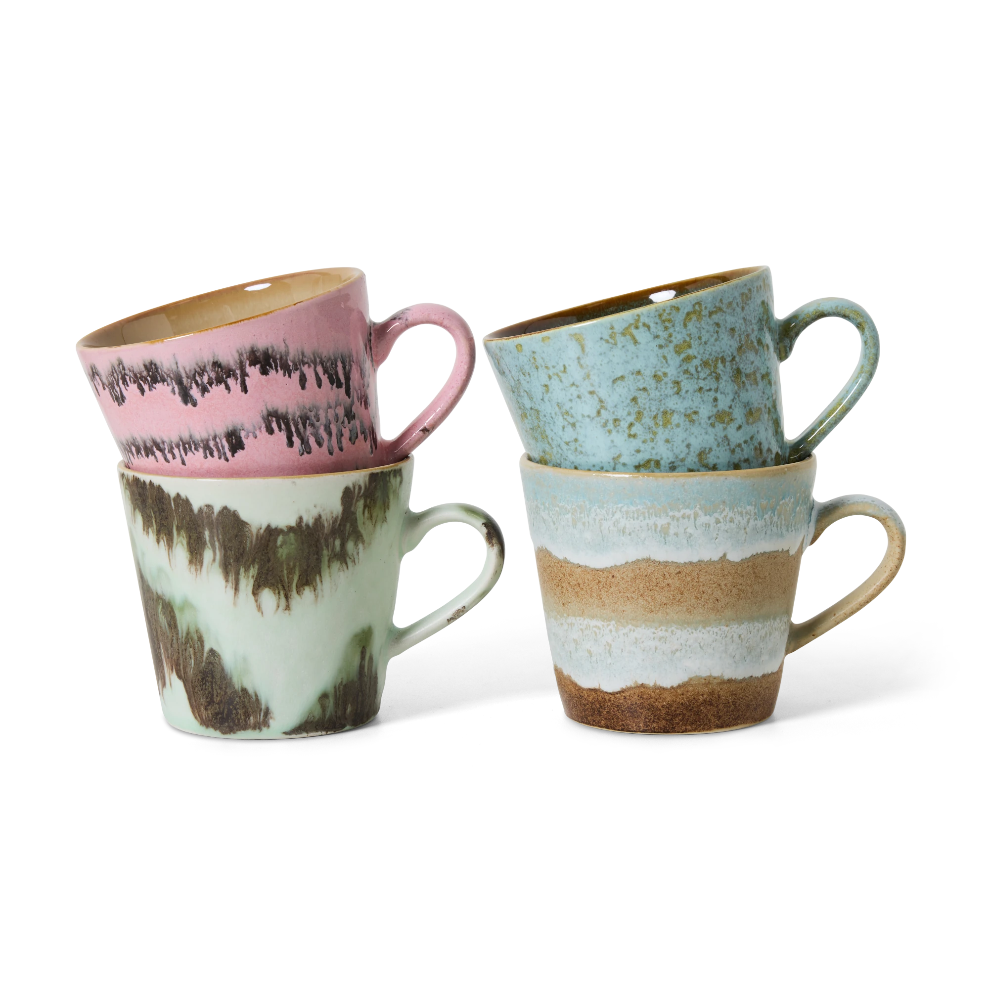 HKLIVING Set of 4 Cappuccino Mugs in Various Colourways