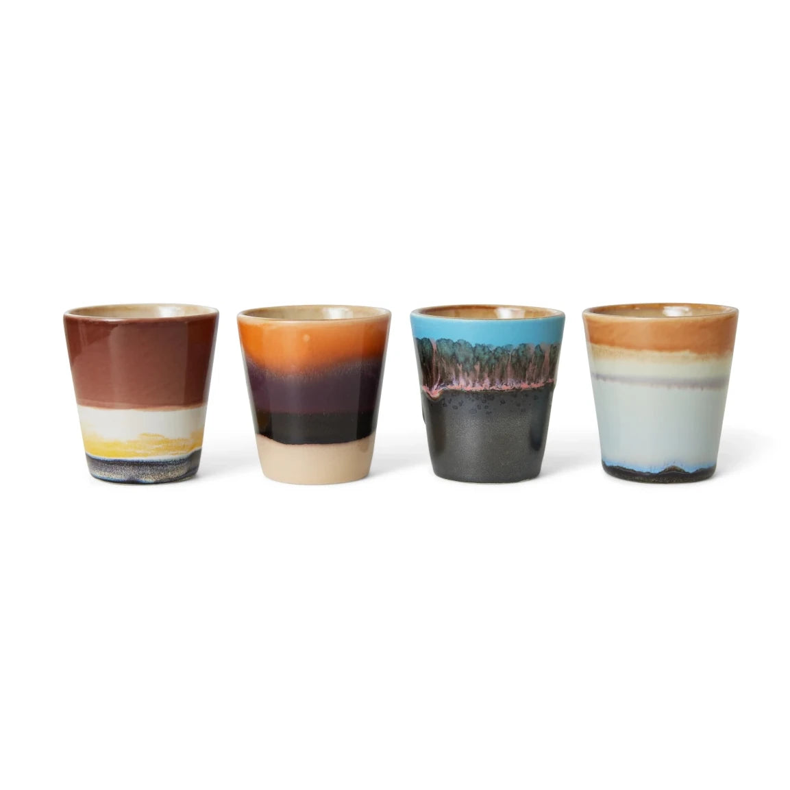HK Living - Ristretto Solar Mugs - 4 glazed mugs in 4 different colour blends