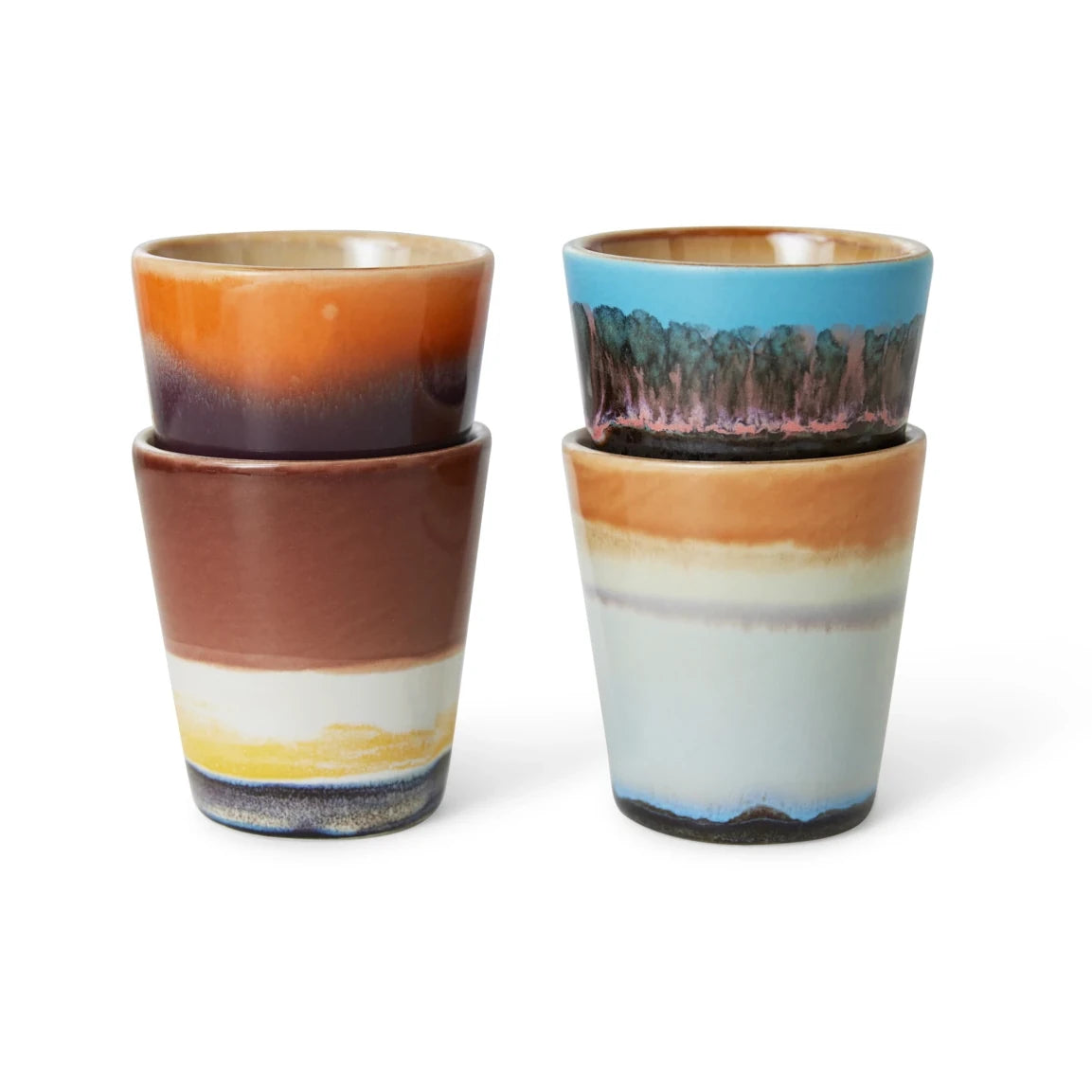HK Living - Ristretto Solar Mugs - 4 glazed mugs in 4 different colour blends
