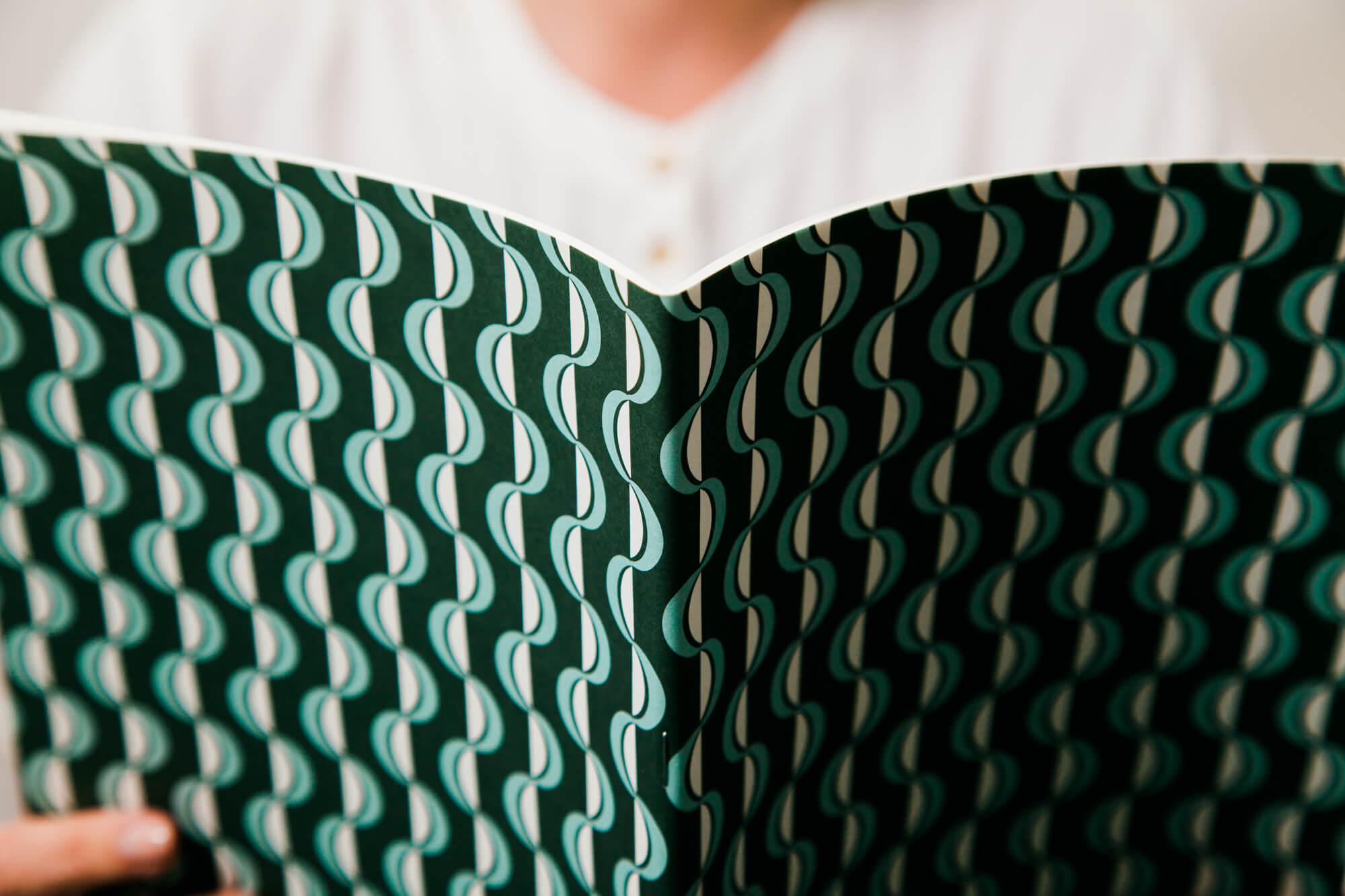 B5 Handcrafted Exercise Book | Wave Print | Forest Green / Blue | Plain Pages | by Ola - Lifestory