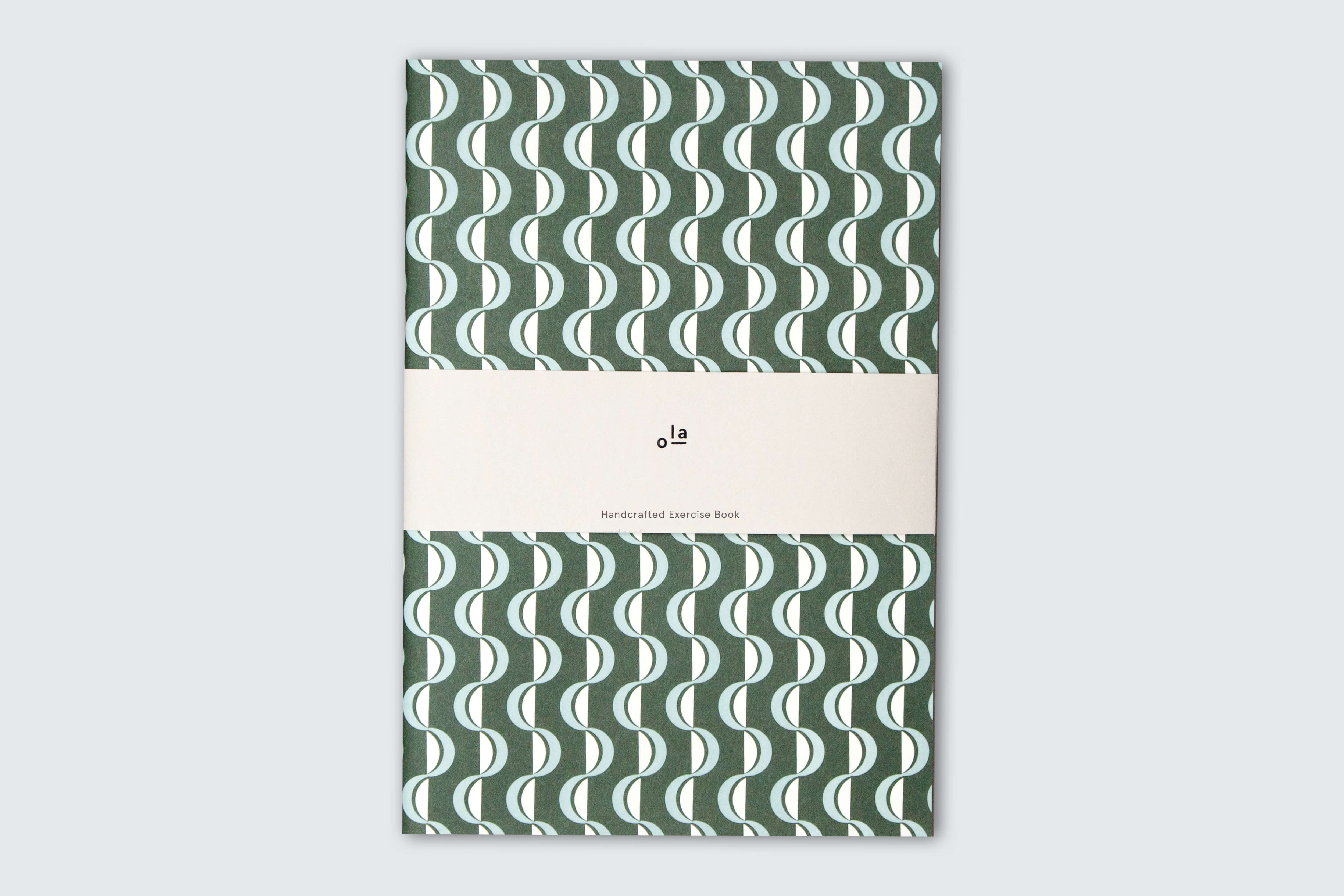 B5 Handcrafted Exercise Book | Wave Print | Forest Green / Blue | Plain Pages | by Ola - Lifestory