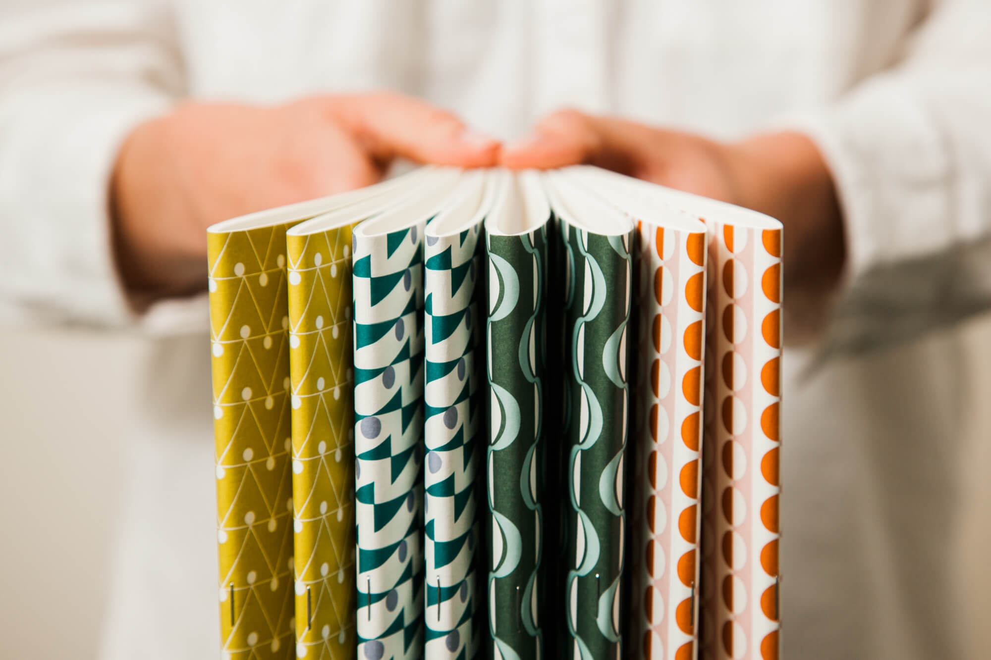 B5 Handcrafted Exercise Book | Wave Print | Forest Green / Blue | Plain Pages | by Ola - Lifestory