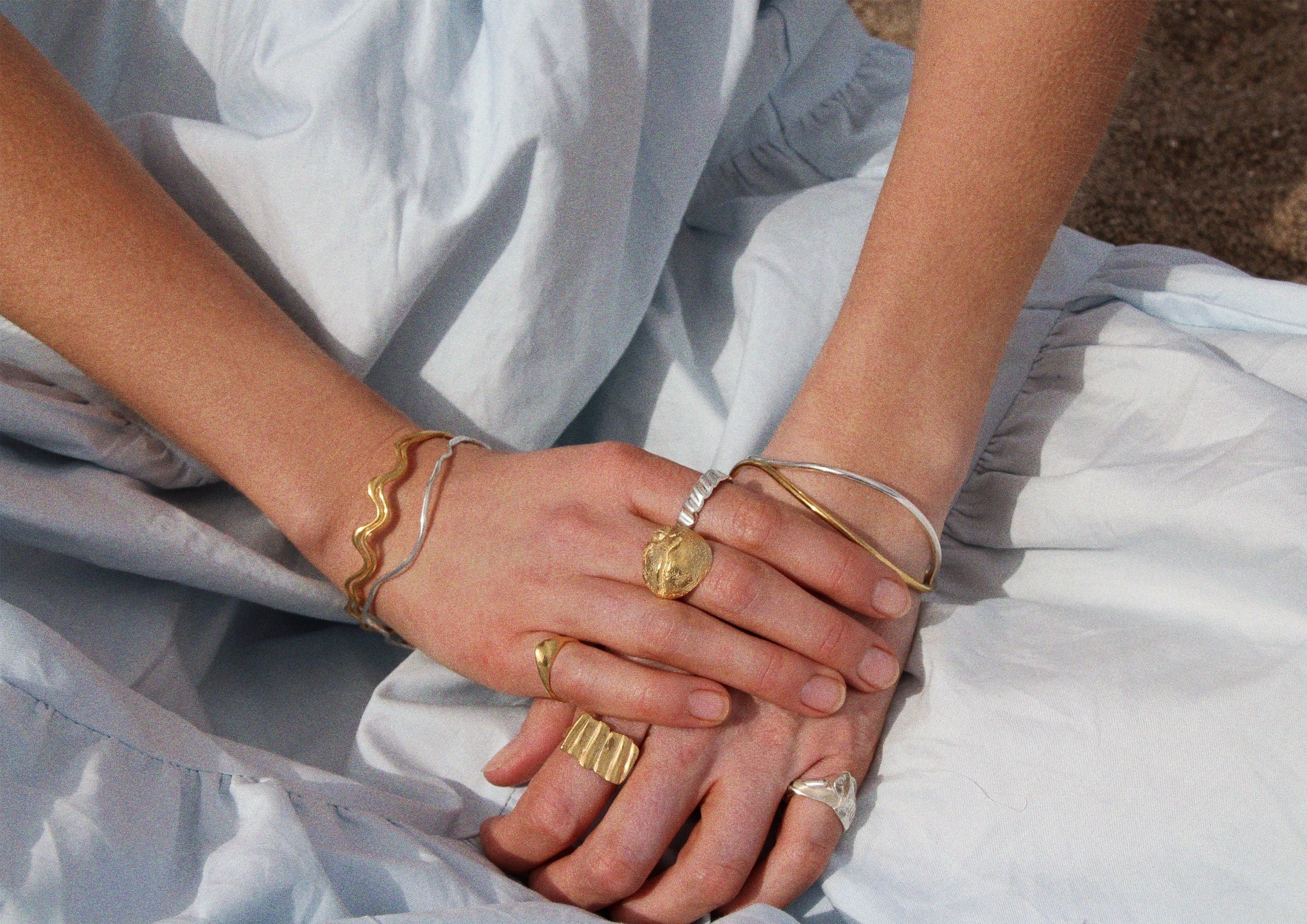 Single Saccostrea Bangle in Silver by Hannah Bourn - Lifestory